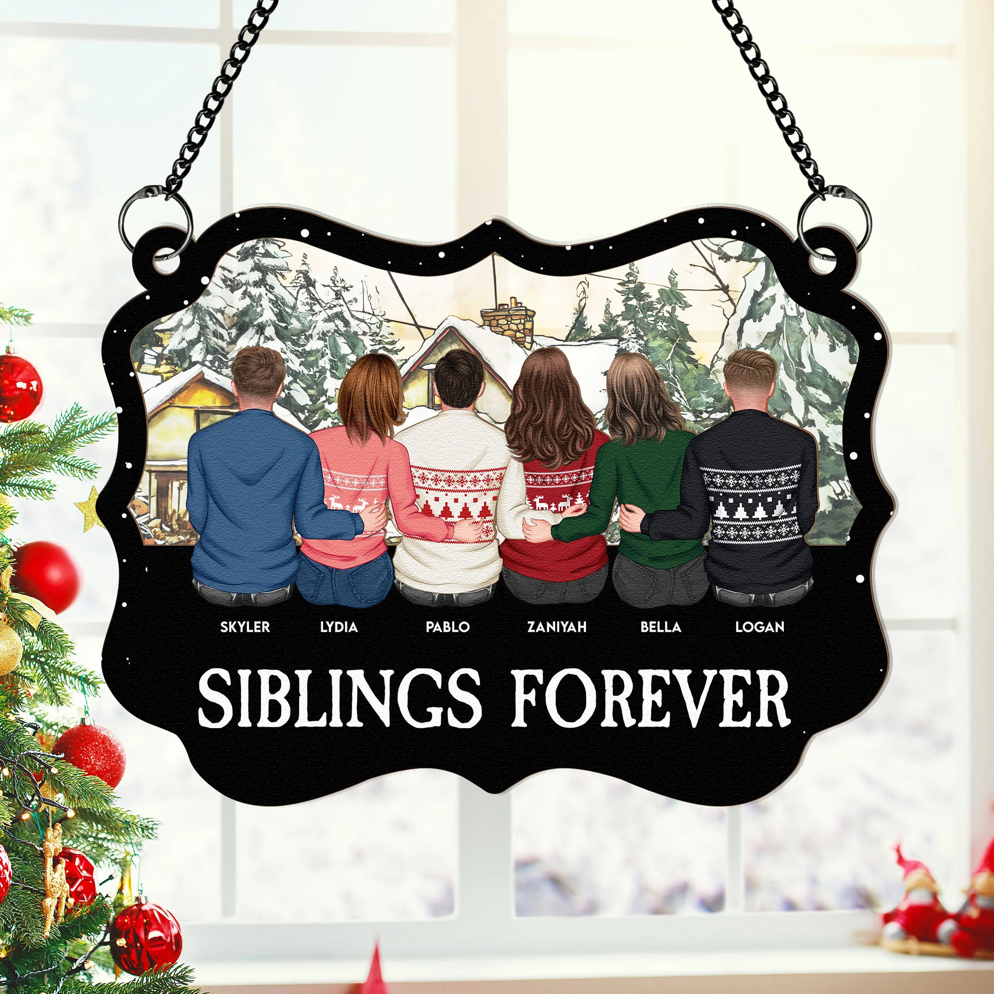 Life Is Better With Brother Sister - Personalized Window Hanging Suncatcher Ornament - Image 3