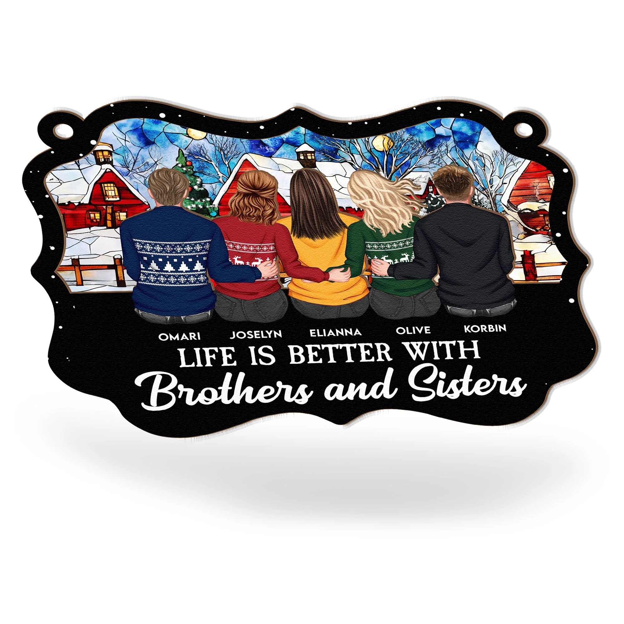 Life Is Better With Brother Sister - Personalized Window Hanging Suncatcher Ornament - Image 4
