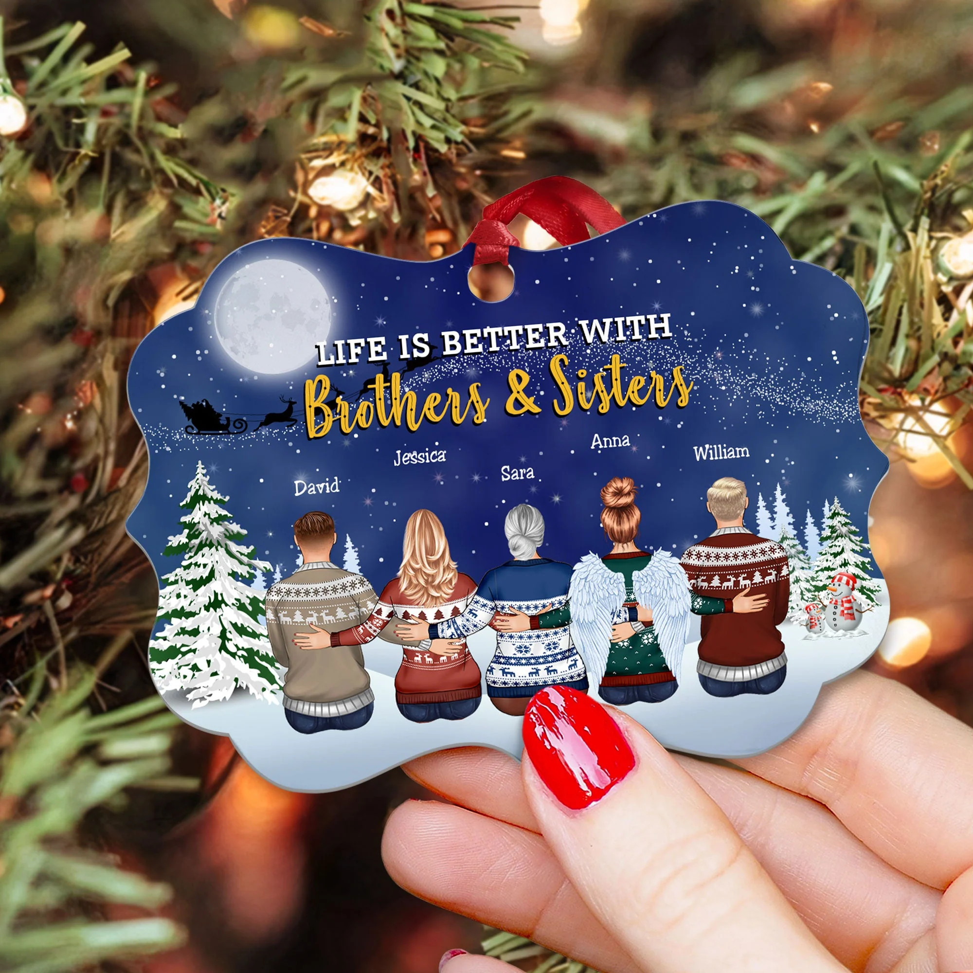 Life Is Better With Brothers And Sisters - Personalized Aluminum, Wooden Ornament - Christmas Gift For Brothers, Sisters, Besties - Image 4