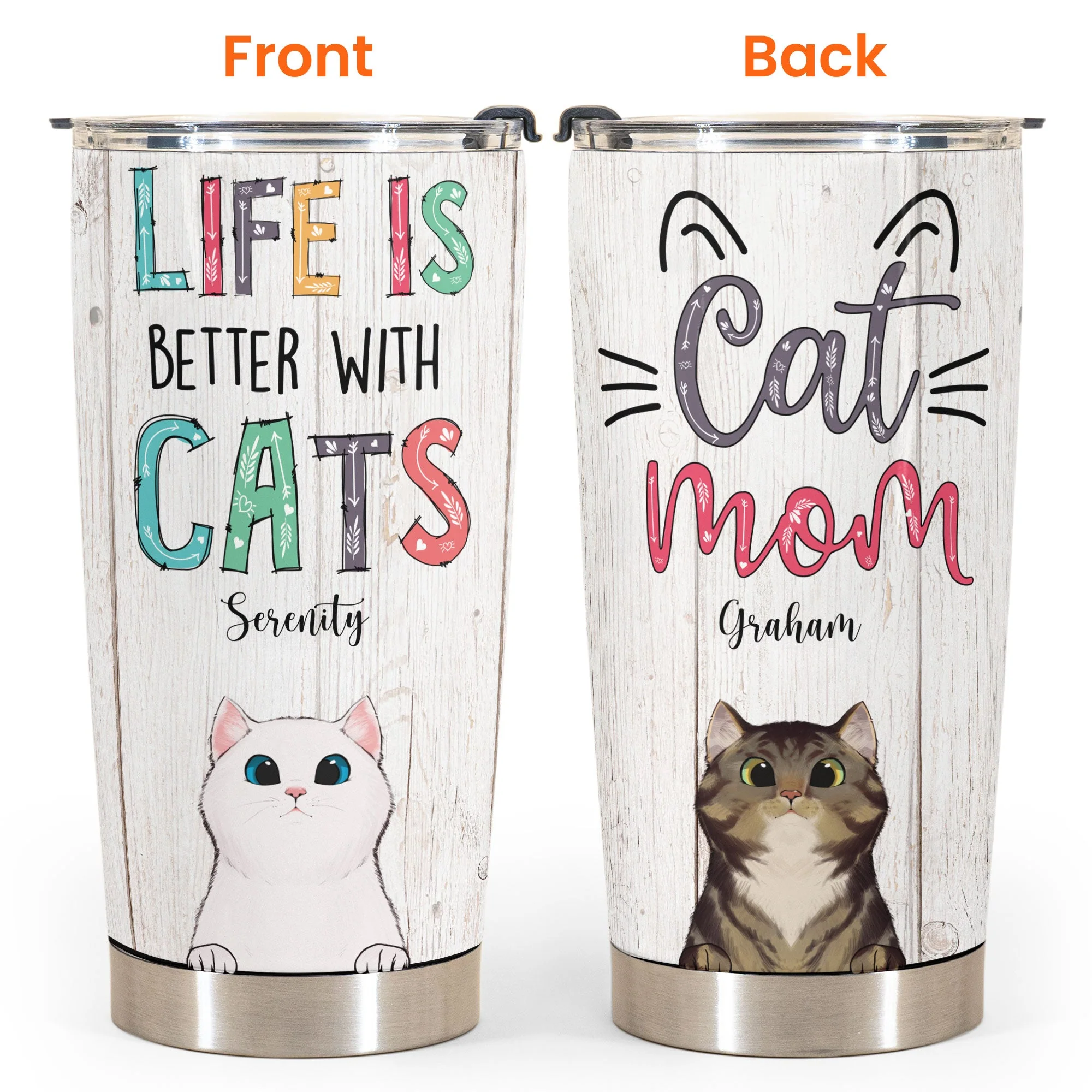Life Is Better With Cats - Personalized Tumbler Cup - Gifts For Cat Mom - Image 4