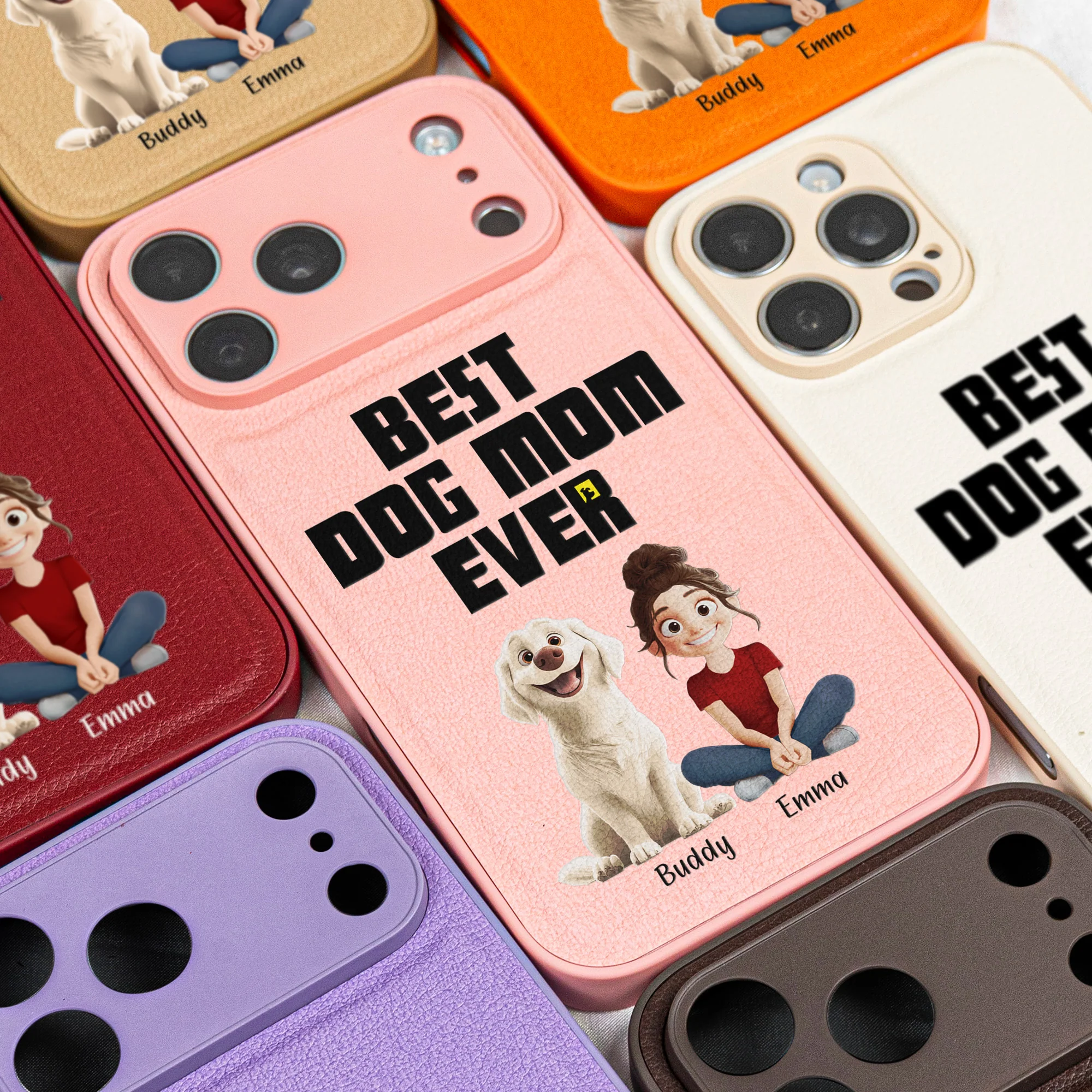 Life Is Better With Dogs - Personalized Leather Phone Case - Image 4