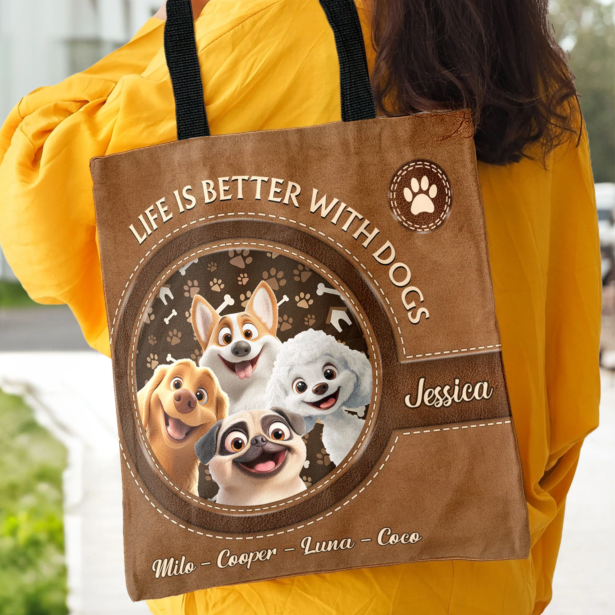 Life Is Better With Dogs - Personalized Tote Bag - Image 3