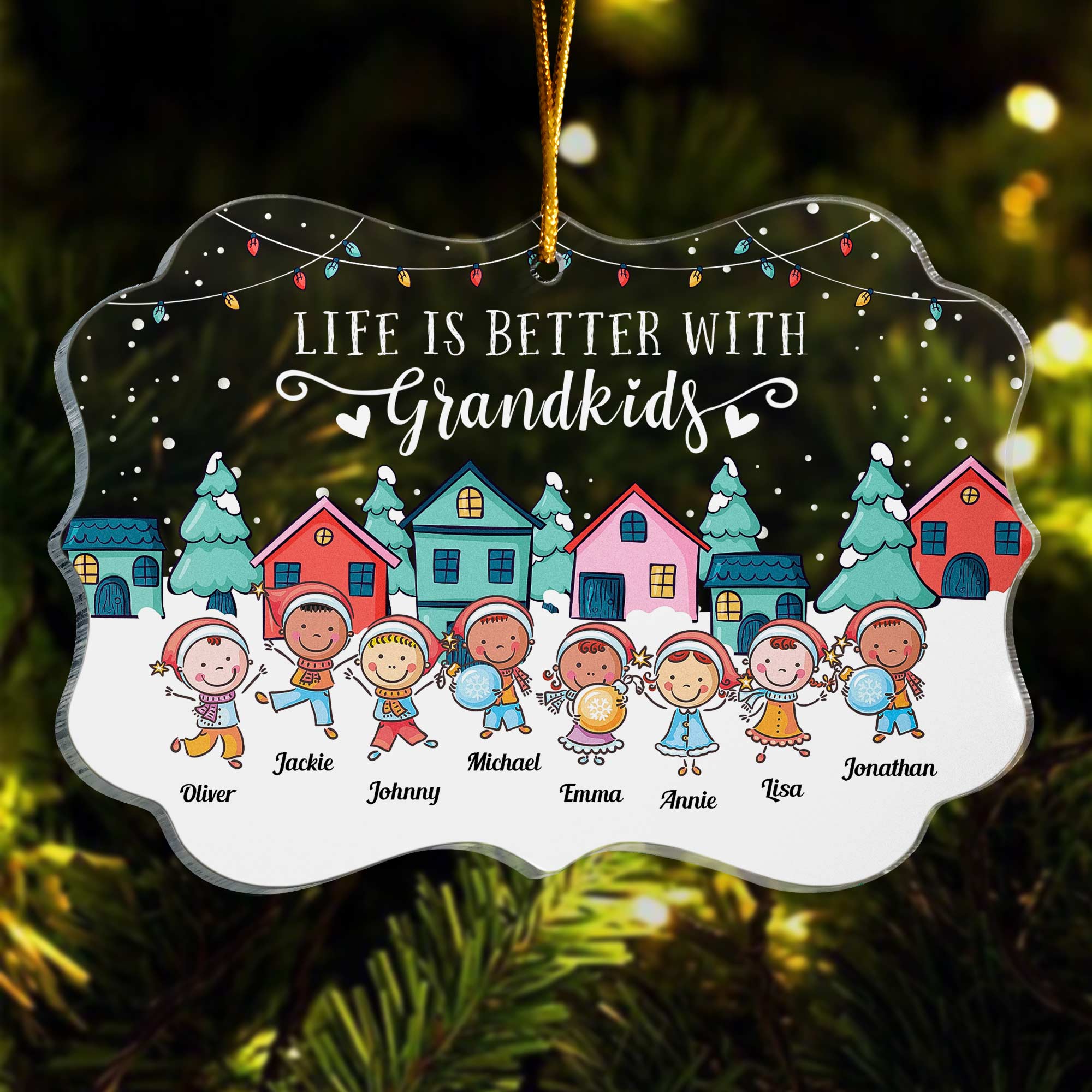 Life Is Better With Grandkids - Personalized Acrylic Ornament - Christmas, New Year Gift For Grandkids, Grandparents