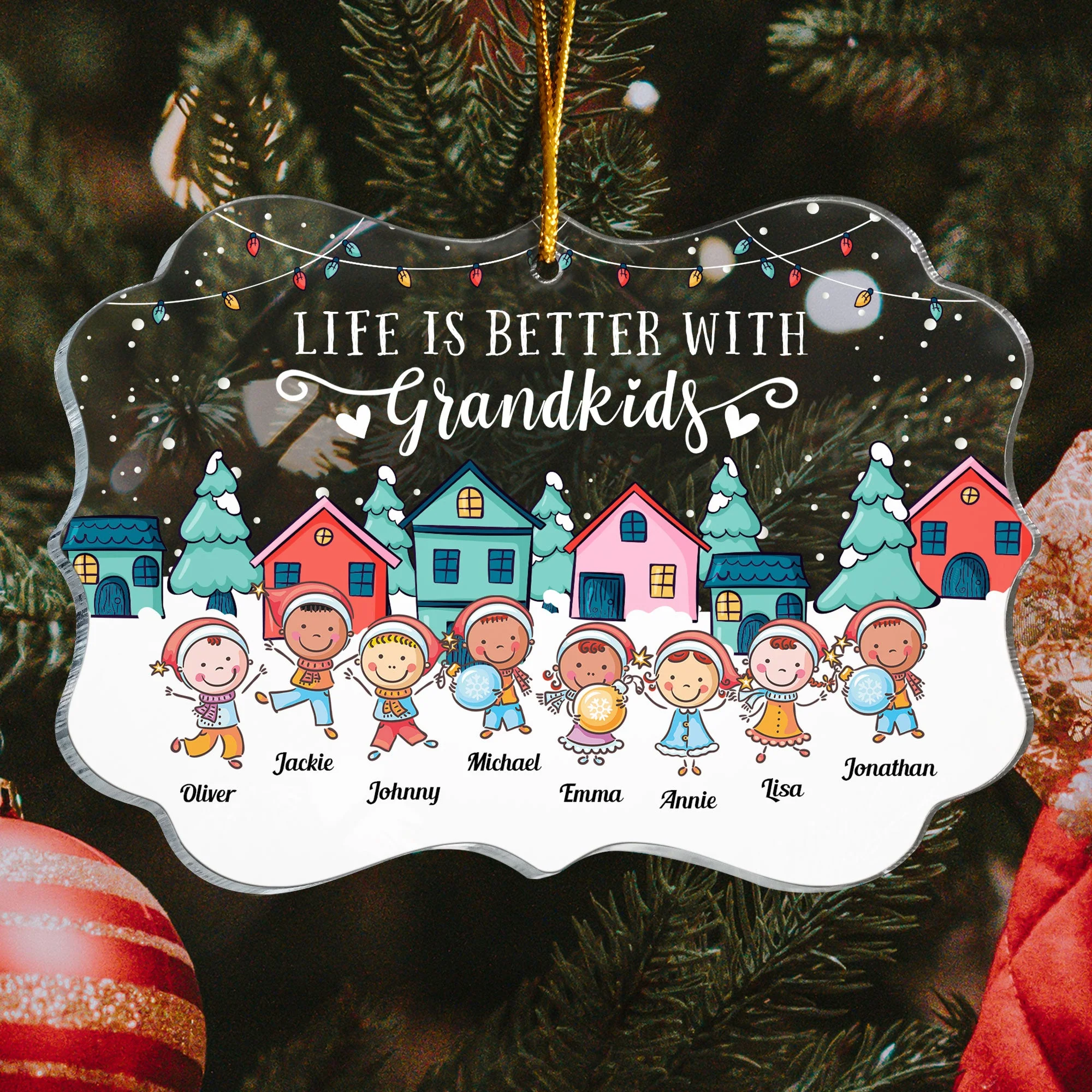 Life Is Better With Grandkids - Personalized Acrylic Ornament - Christmas, New Year Gift For Grandkids, Grandparents - Image 3