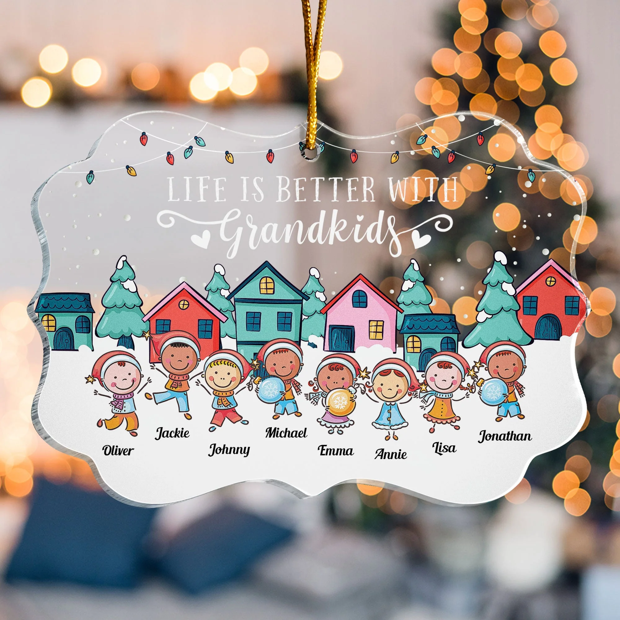 Life Is Better With Grandkids - Personalized Acrylic Ornament - Christmas, New Year Gift For Grandkids, Grandparents - Image 4