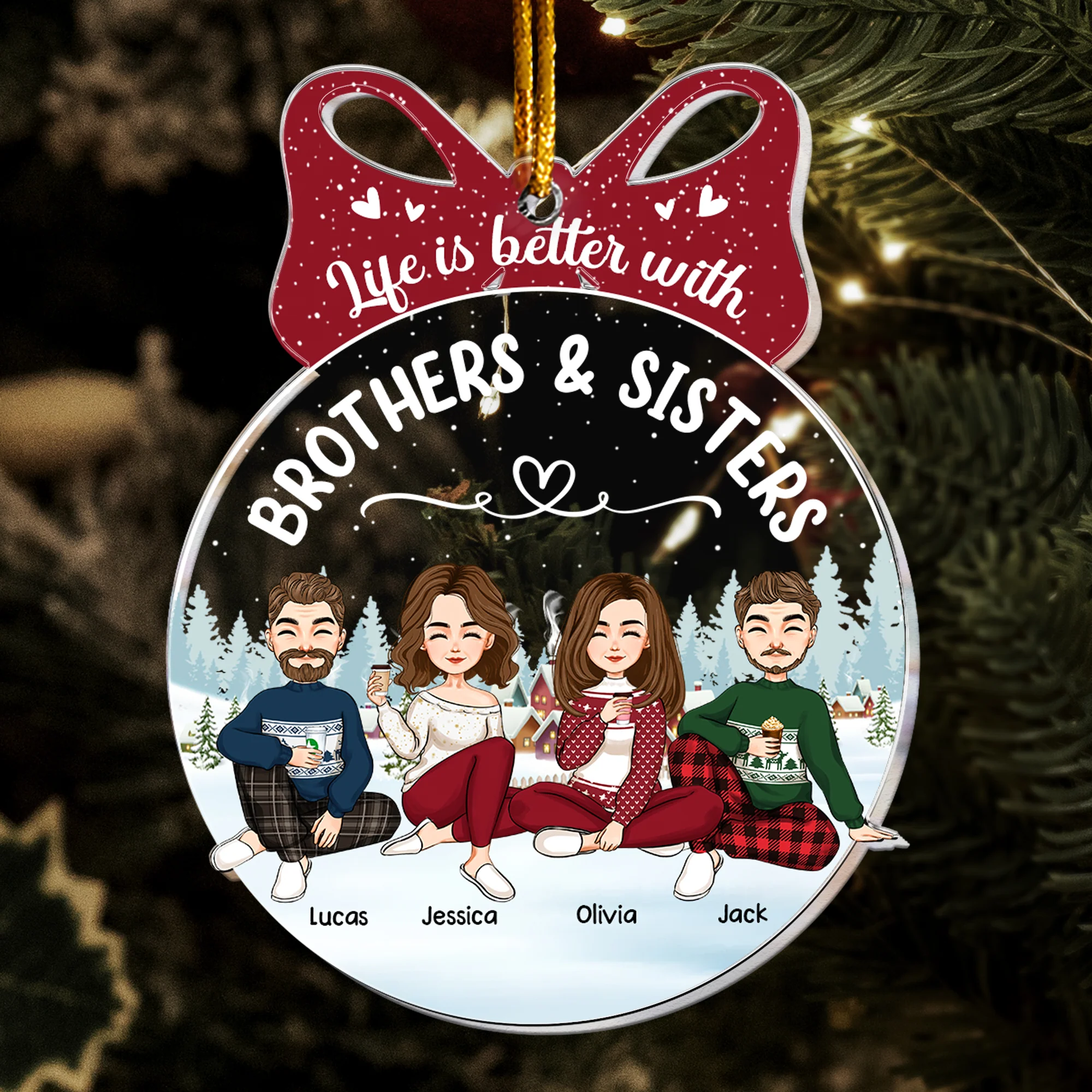 Life Is Better With Sisters And Brothers - Personalized Acrylic Ornament - Image 2