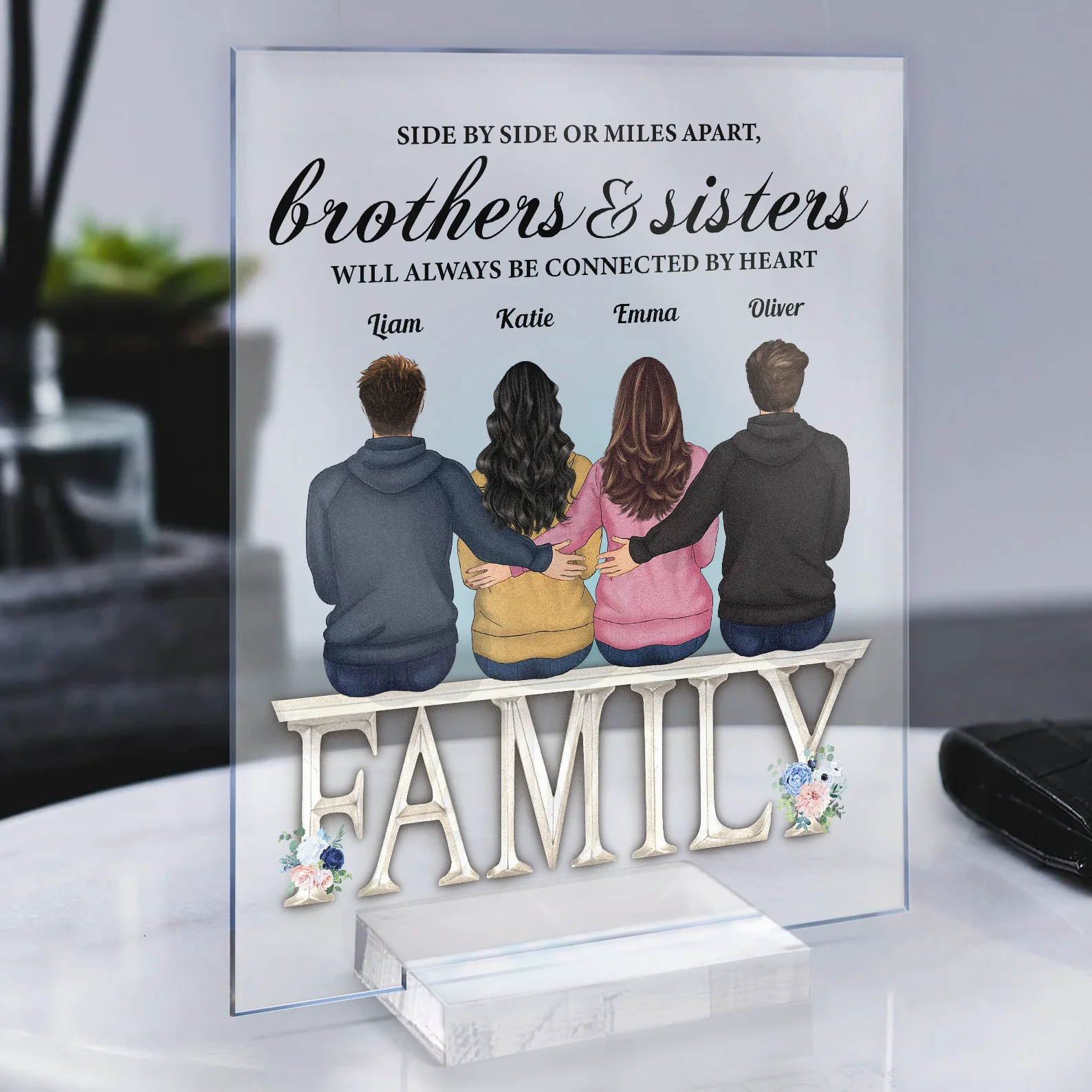 Life Is Better With Sisters And Brothers - Personalized Acrylic Plaque - Image 3