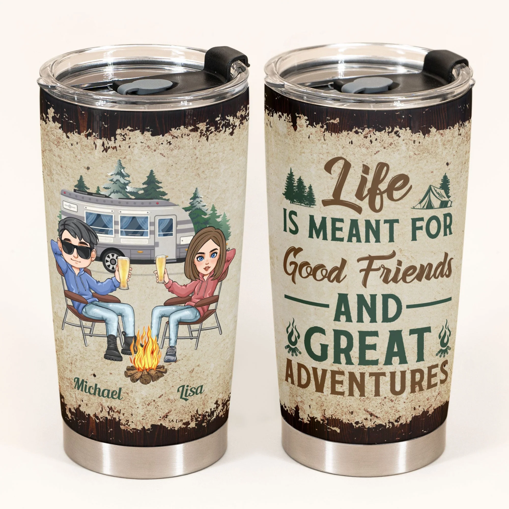 Life Is Meant For Good Friends And Great Adventures - Personalized Tumbler Cup - Birthday, Christmas Gift For Camping Friends - Image 2
