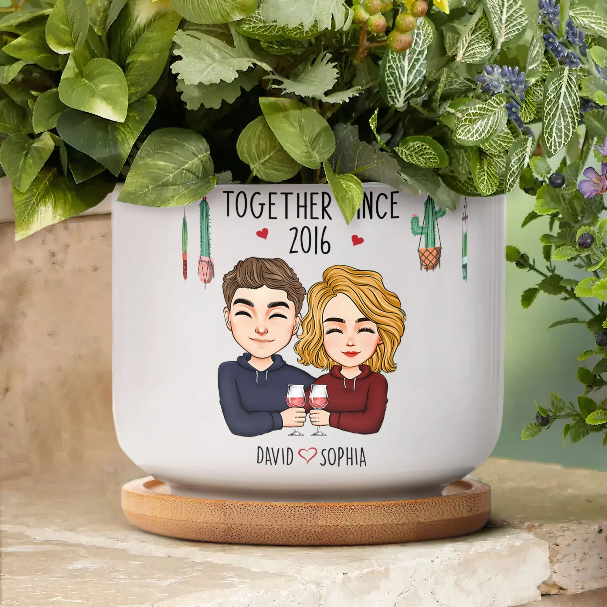 Life Would Succ Without You - Personalized Ceramic Plant Pot With Tray - Image 4