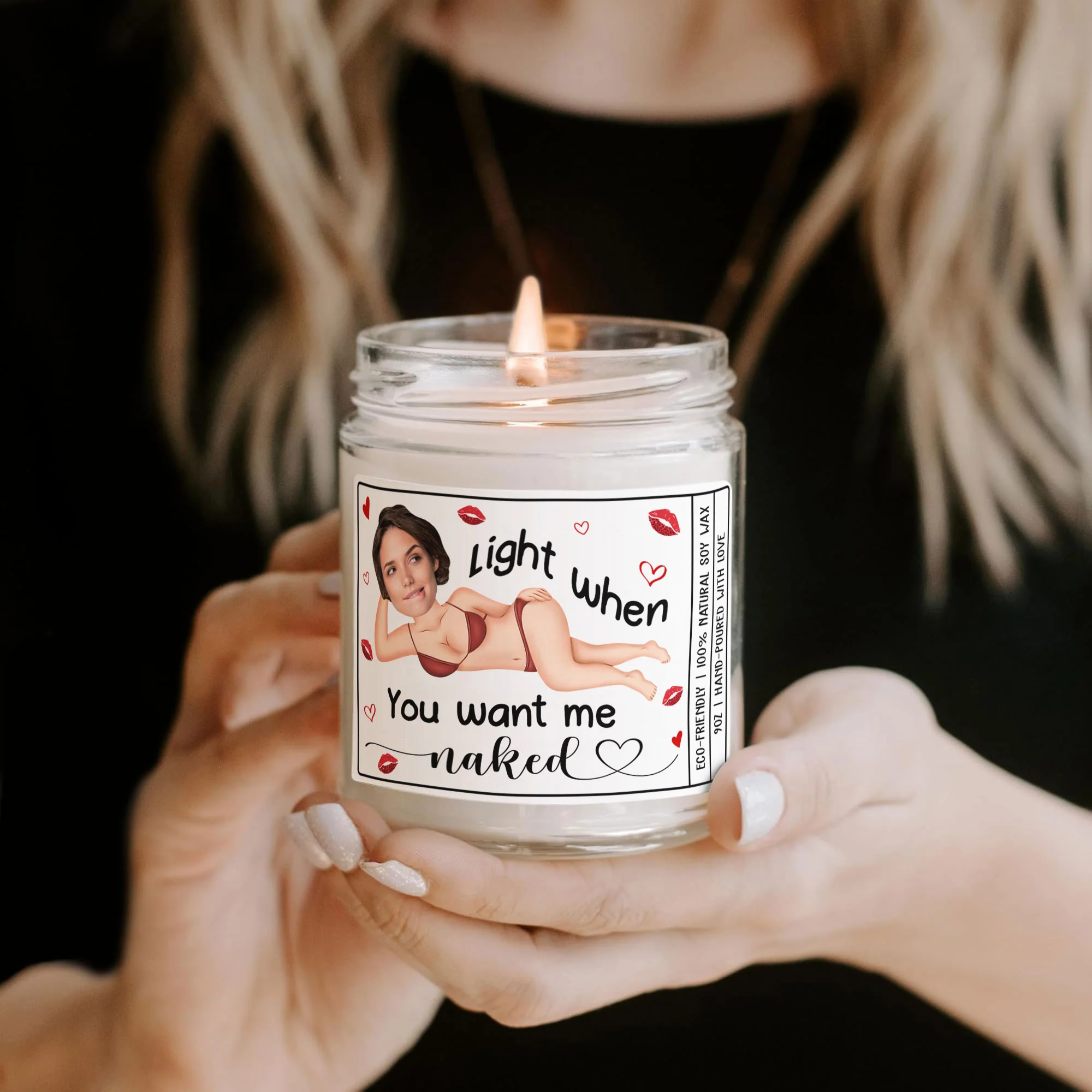 Light Me When You Want Me Naked Valentines Funny Naughty Gifts For Him, Husband - Personalized Scented Soy Candle - Image 2
