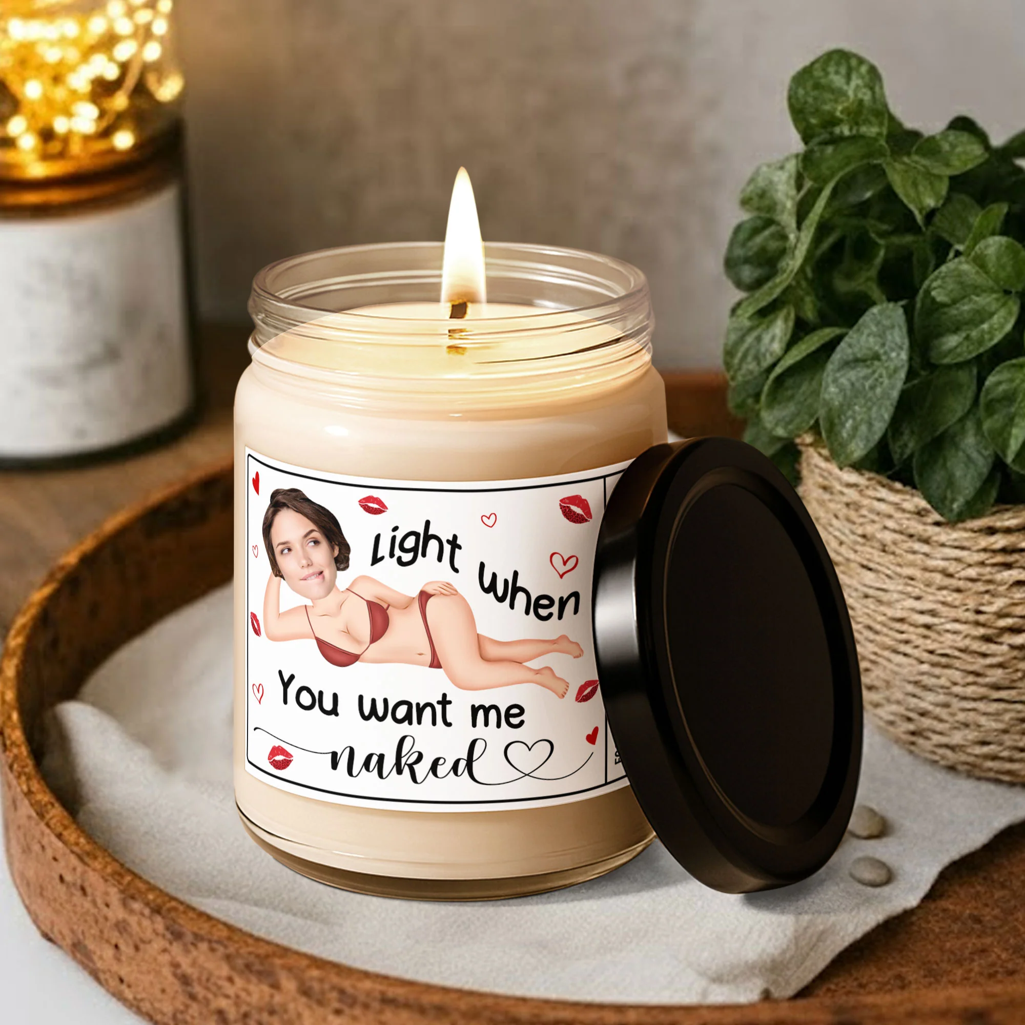 Light Me When You Want Me Naked Valentines Funny Naughty Gifts For Him, Husband - Personalized Scented Soy Candle - Image 4