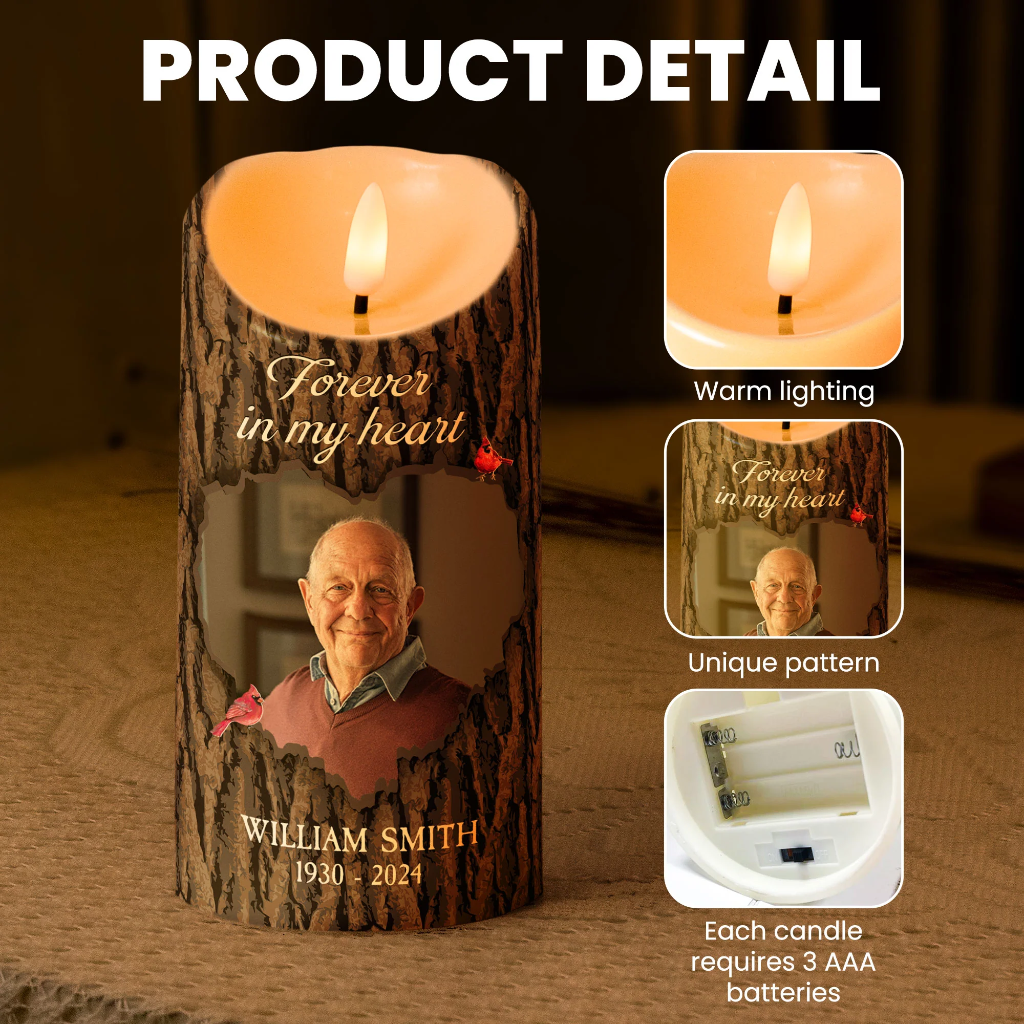Light This Candle See It Glow - Personalized Photo LED Candle - Image 6