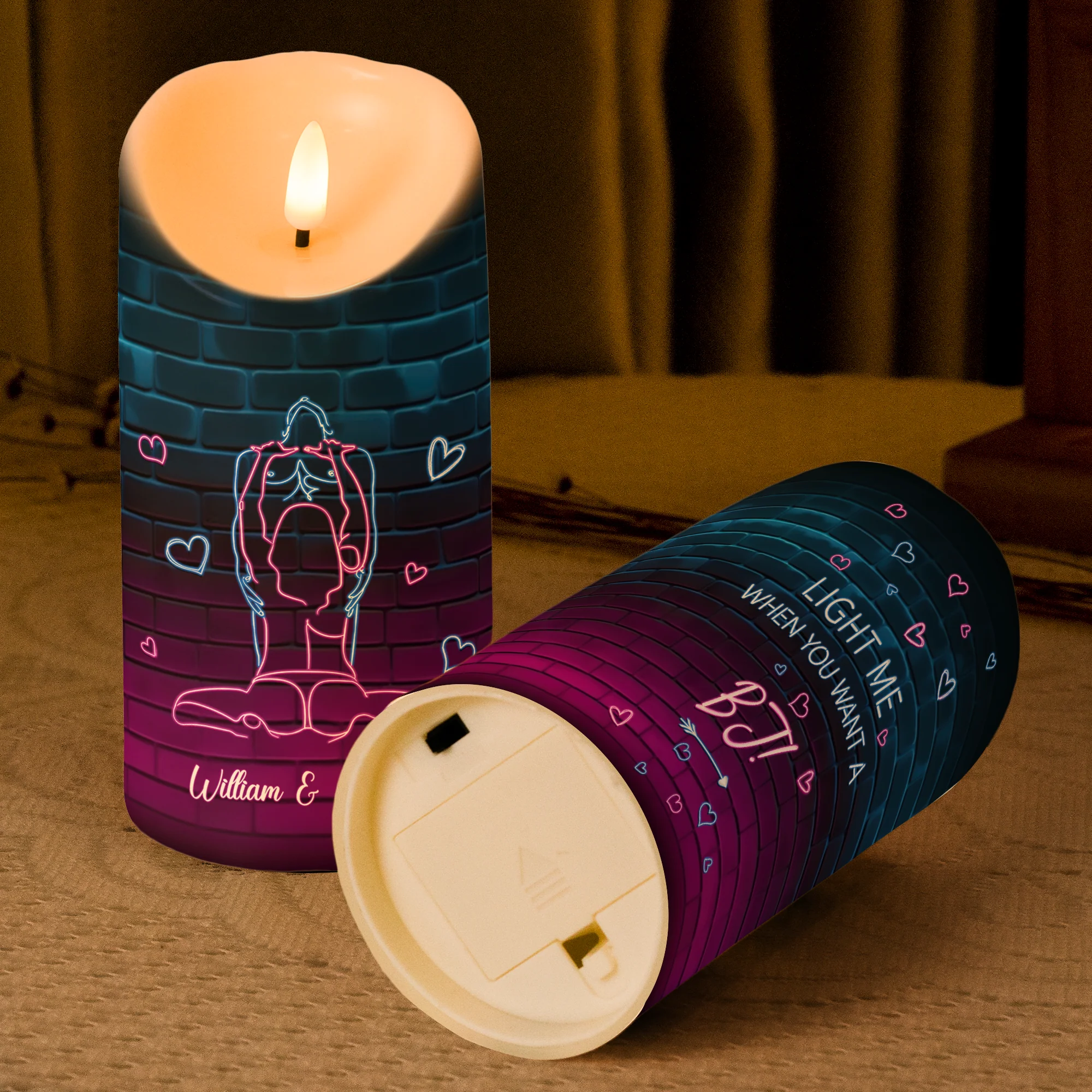 Light When You Want Me BJ - Naughty Gifts For Couples - Personalized LED Candle - Image 3