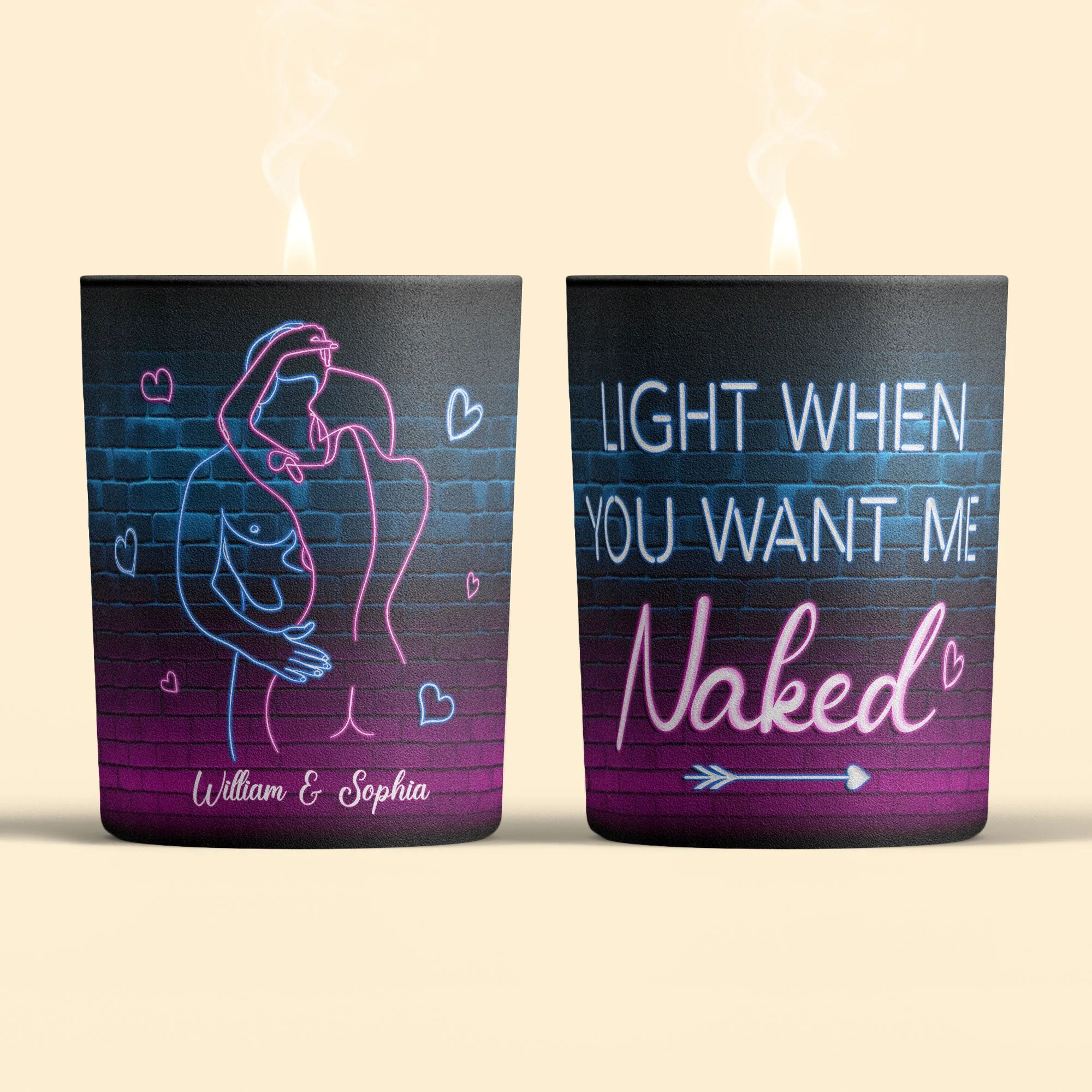 Light When You Want Me Naked Couples - Personalized Candle - Image 3