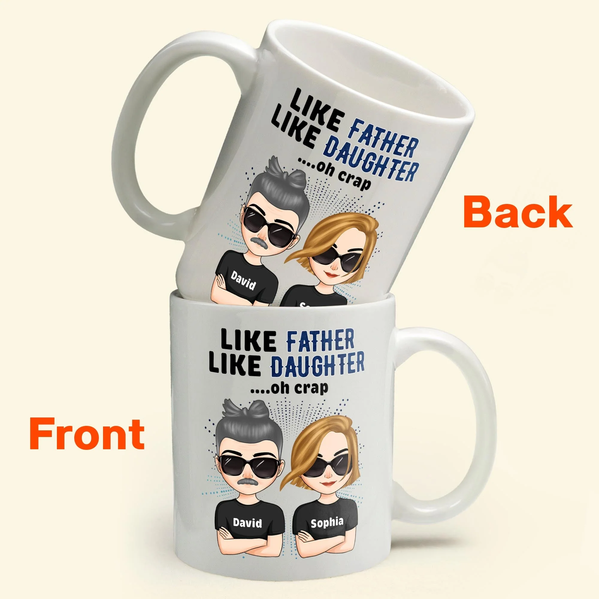 Like Father Like Daughter Oh Crap - Chibi Version  - Personalized Mug - Image 5