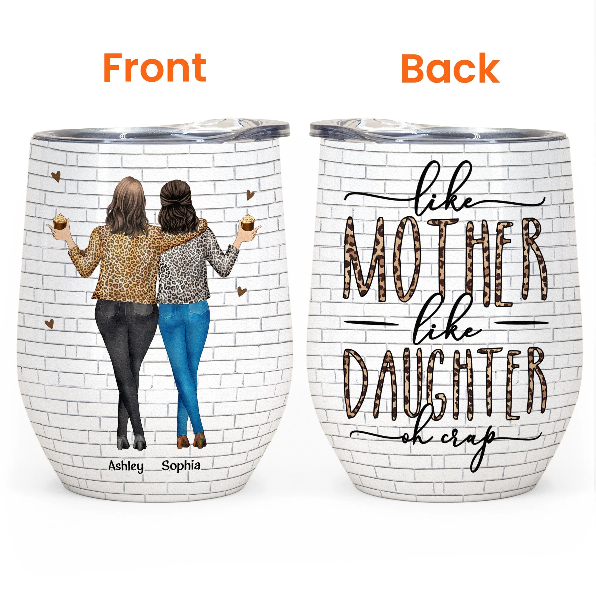 Like Mother Like Daughter - New Version - Personalized Tumbler Cup - Birthday, Loving Gift For Mother, Mom, Daughter - Drunk Woman - Image 3