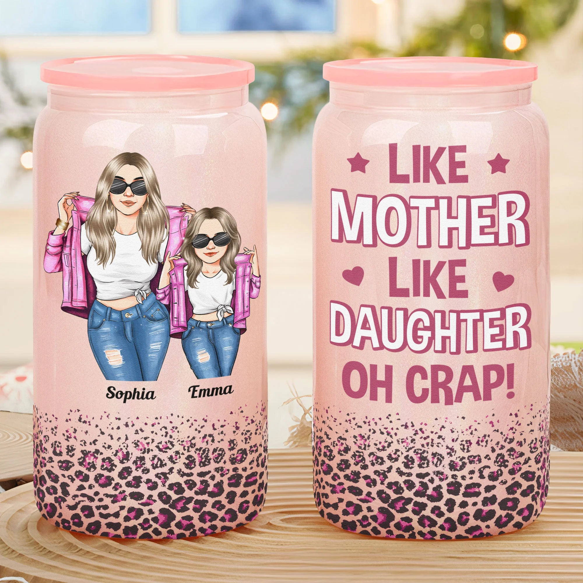 Like Mother Like Daughter - Personalized Shimmer Glass Can - Image 2