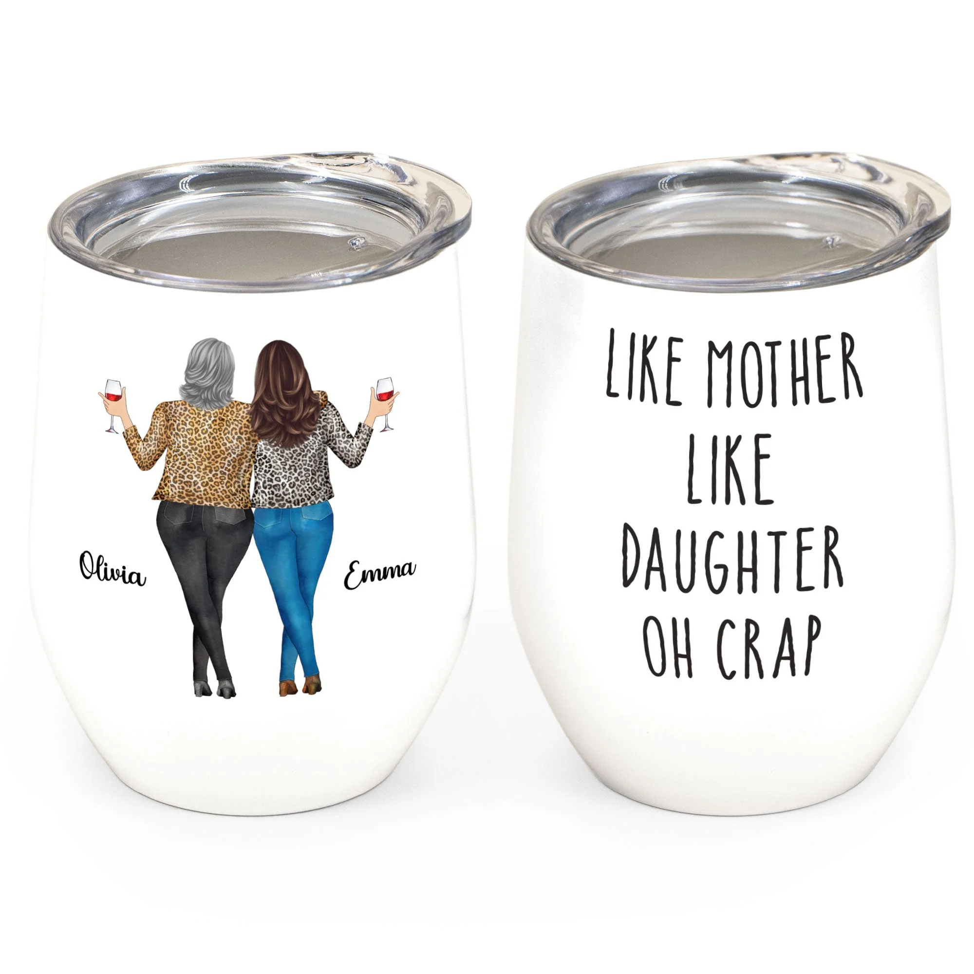 Like Mother Like Daughter - Personalized Wine Tumbler - Drunk Woman - Image 2