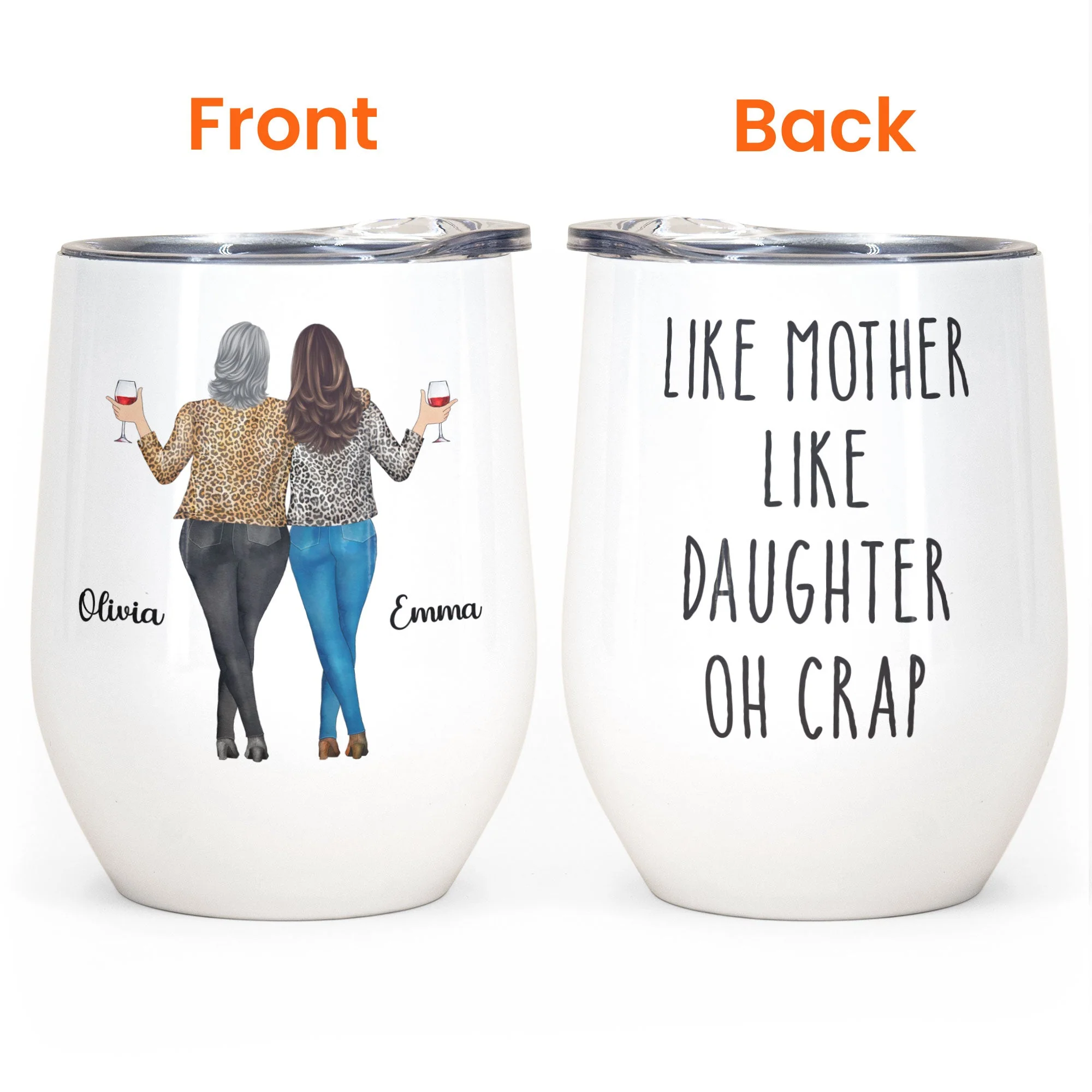 Like Mother Like Daughter - Personalized Wine Tumbler - Drunk Woman - Image 4