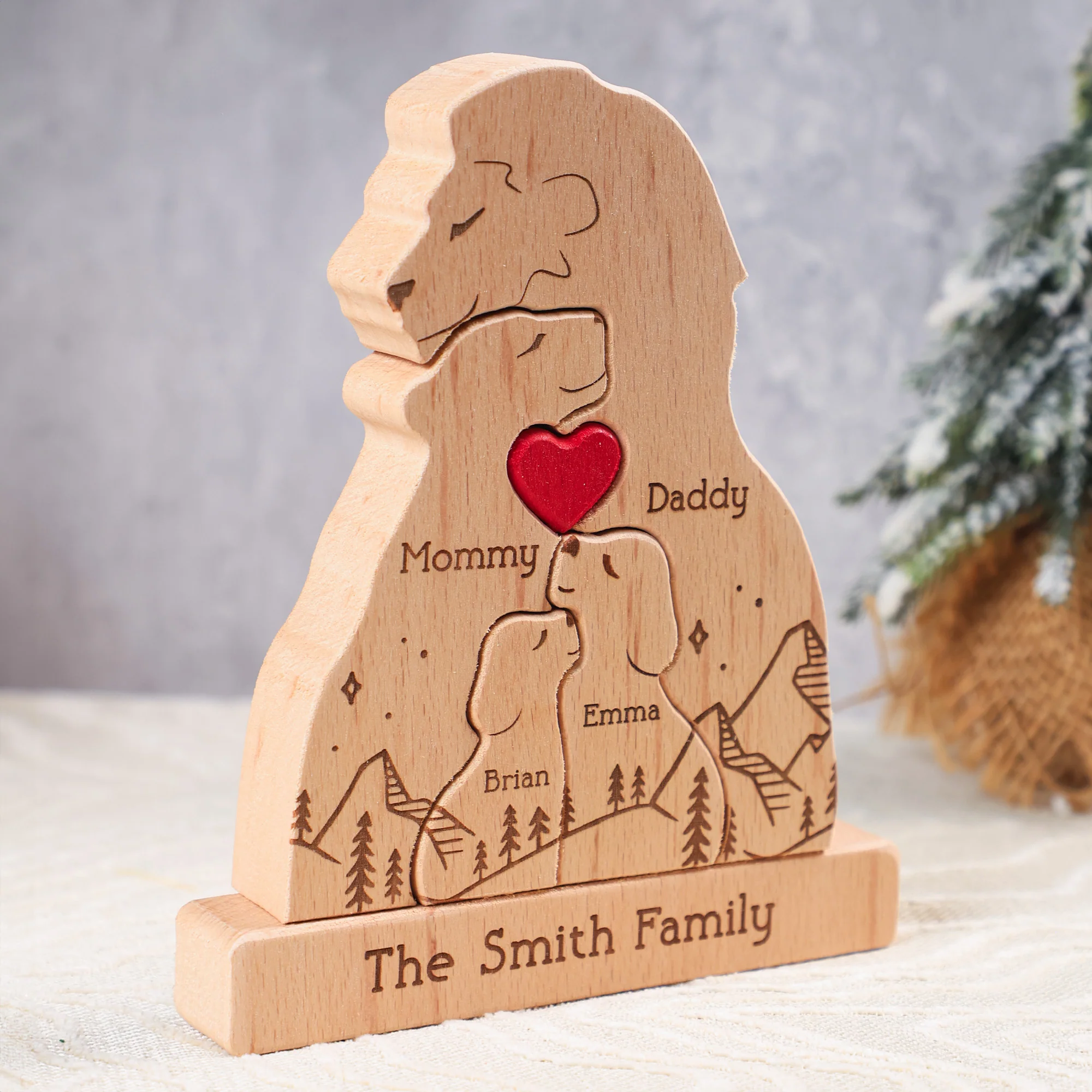 Lion Family New Version - Personalized Wooden Lion Family Puzzle - Image 2