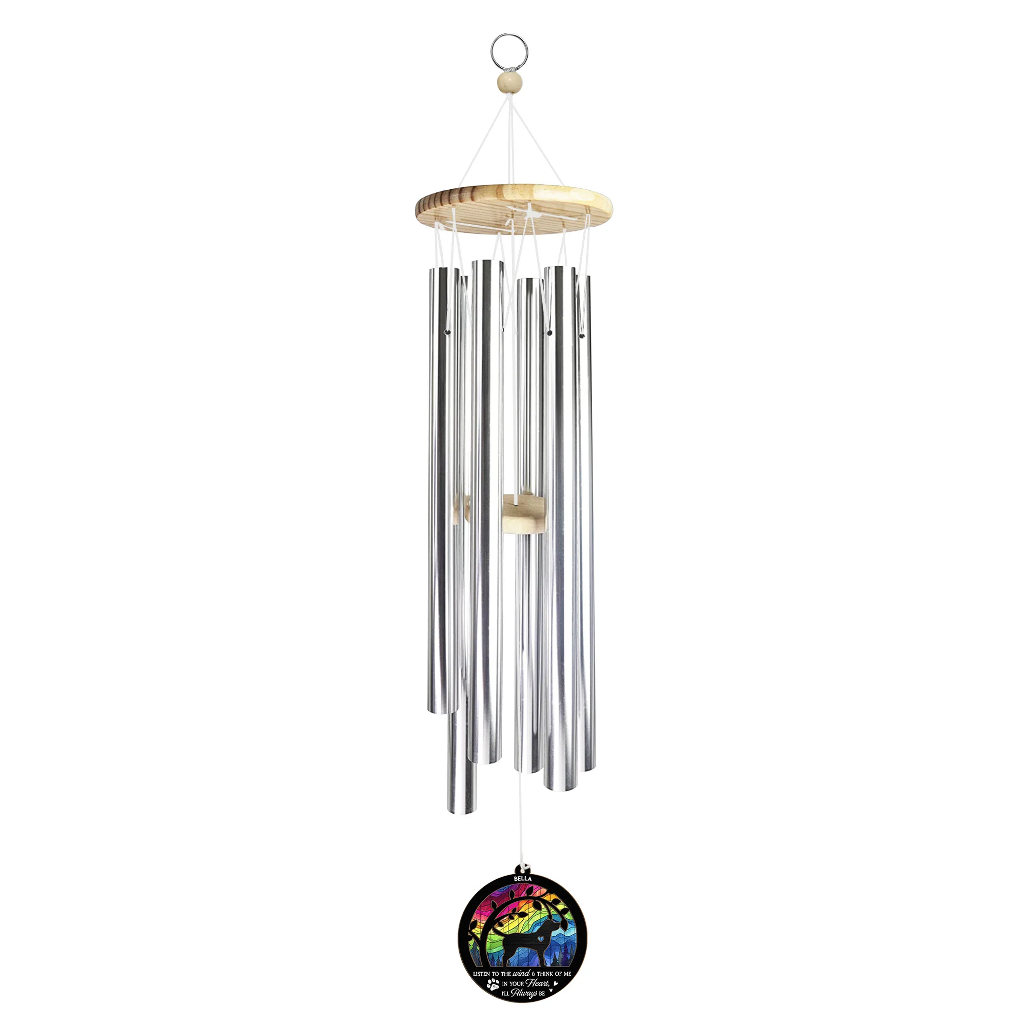 Listen To The Wind And Think Of Me - Personalized Suncatcher Wind Chimes - Image 3