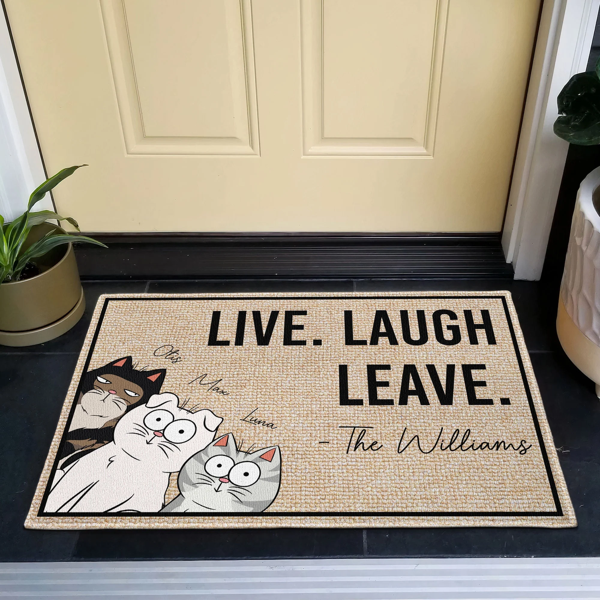Live Laugh Leave Funny Dogs & Cats - Personalized Doormat - Image 3