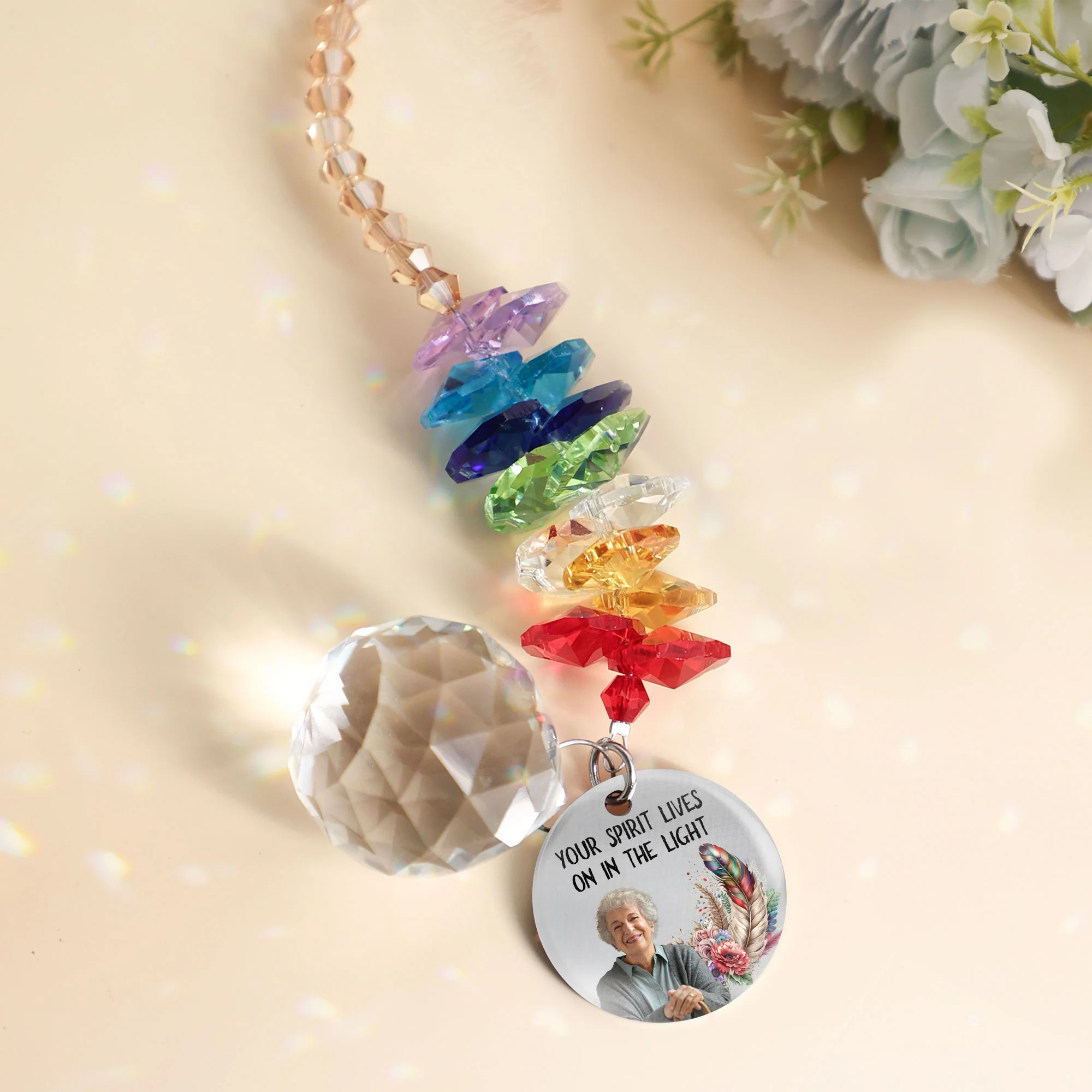 Lives On In The Light - Personalized Photo Ball Prism Suncatcher - Image 4