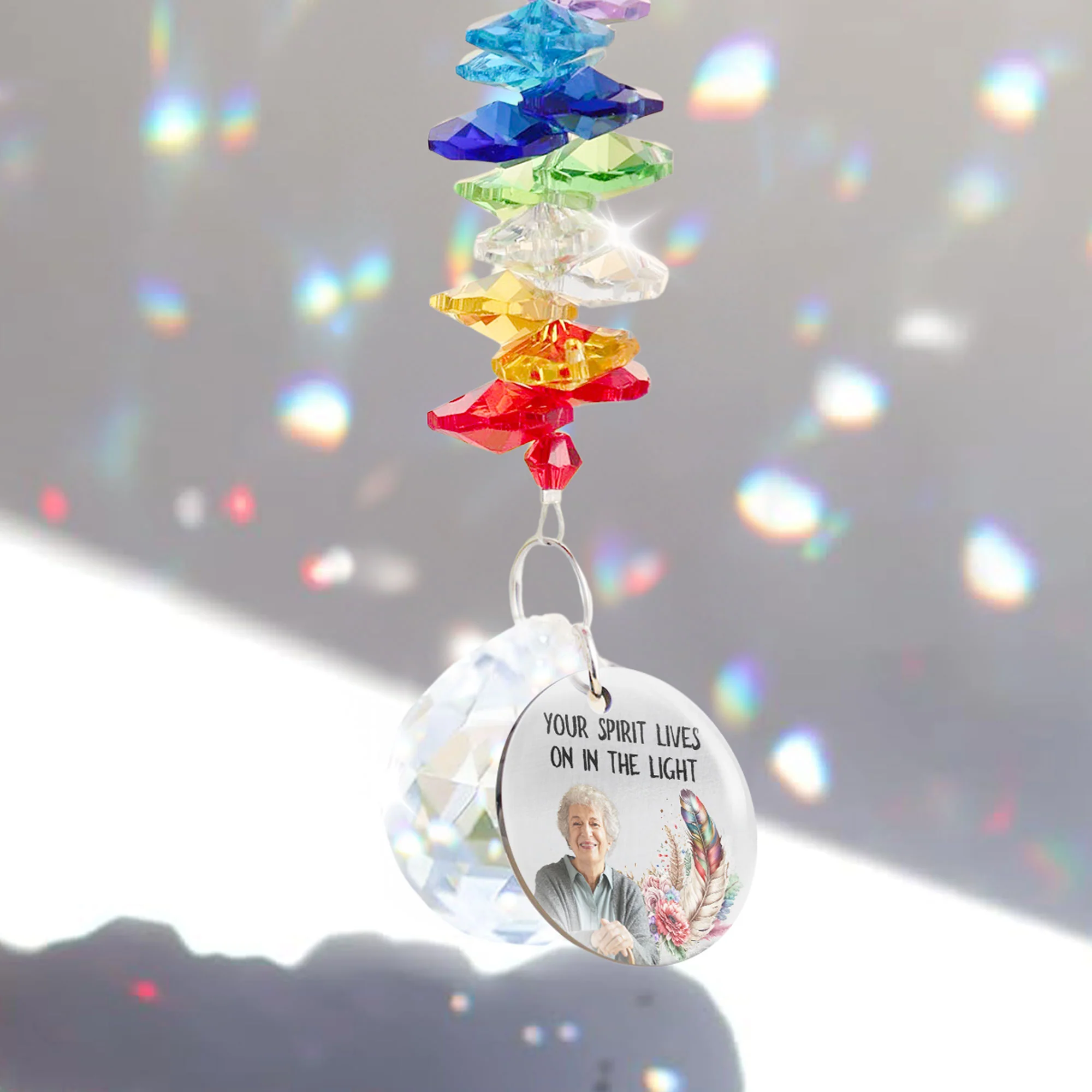 Lives On In The Light - Personalized Photo Ball Prism Suncatcher - Image 5