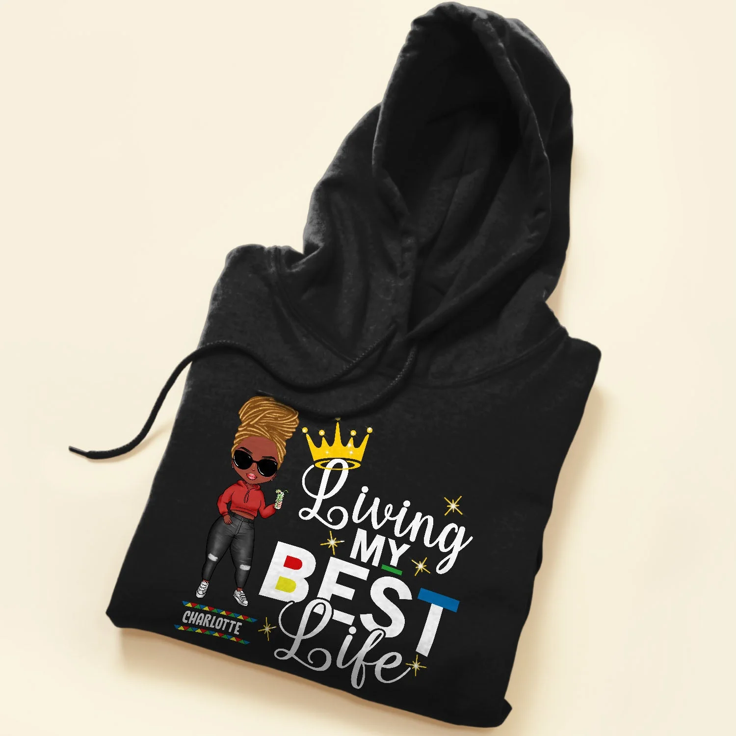 Living My Best Life - Personalized Shirt - Gift For Black Girl  - Cartoon Girl - Image 5