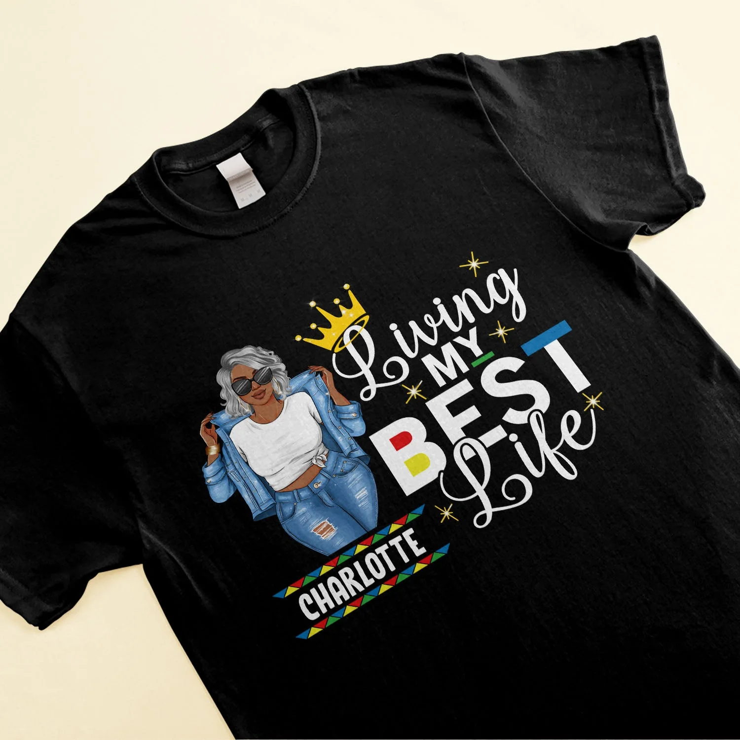 Living My Best Life - Personalized Shirt - Gift For Black Woman - Denim Girl - Image 3