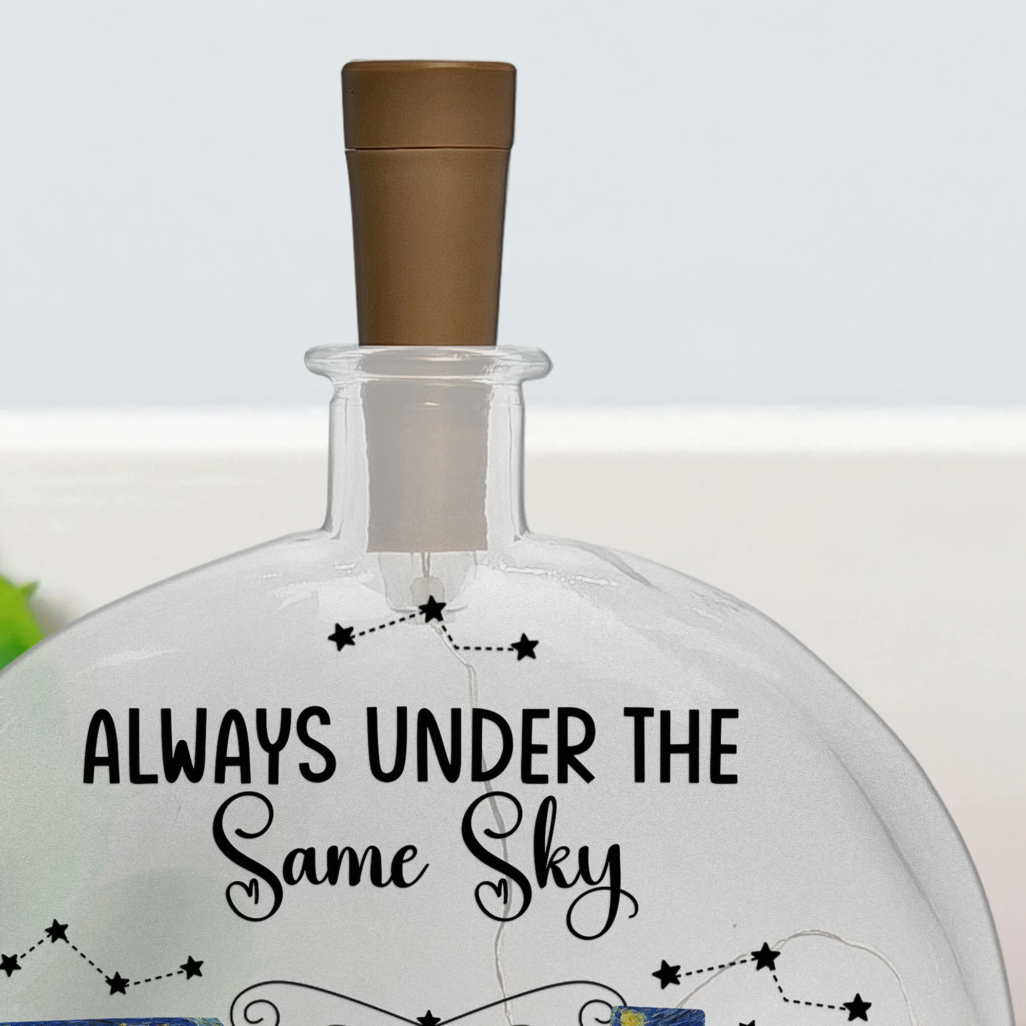 Long Distance Couple Friends Siblings Daughter - Custom Multi States - Personalized Round Flat Bottle Light - Image 4