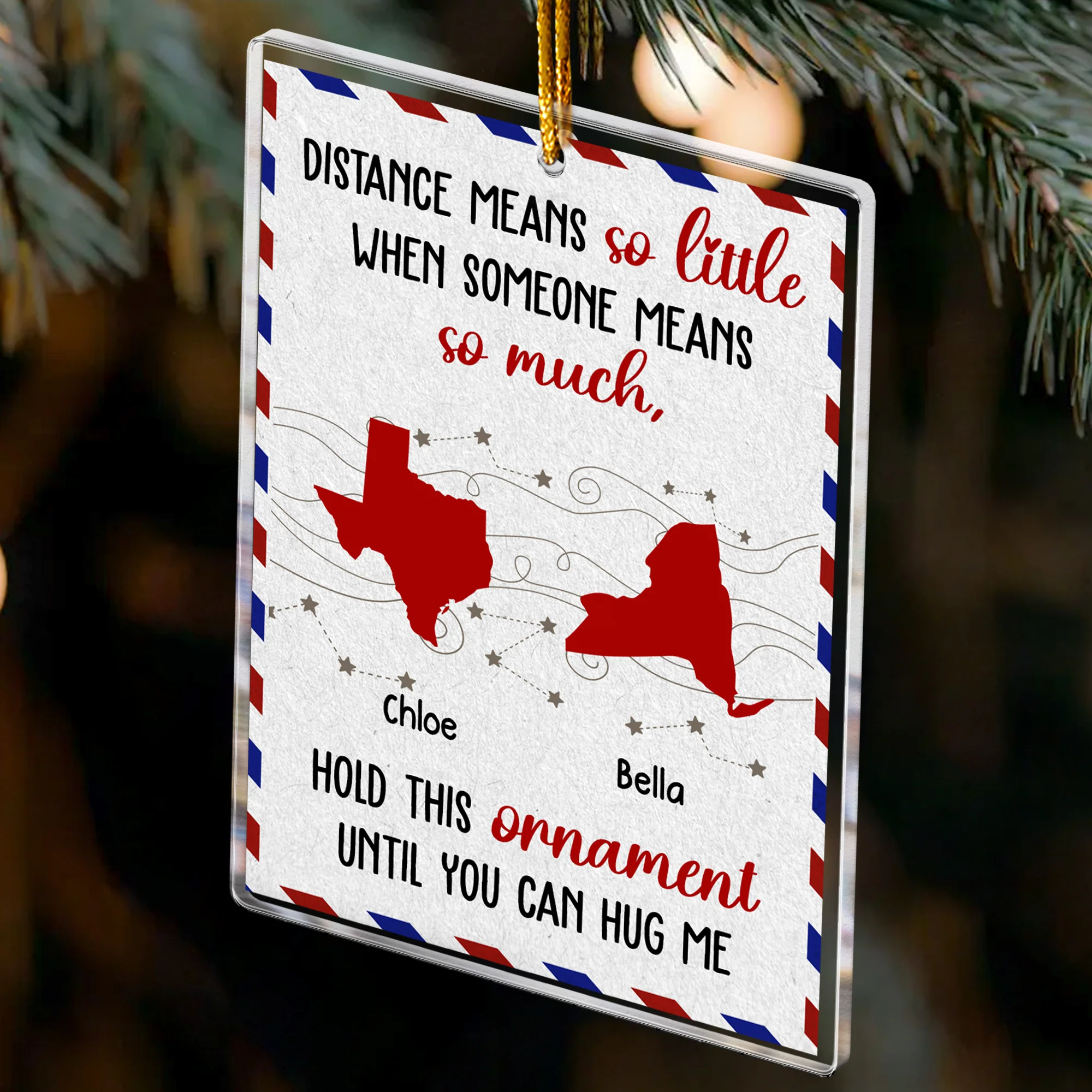 Long Distance Family Friends Siblings - Personalized Acrylic Ornament - Image 3