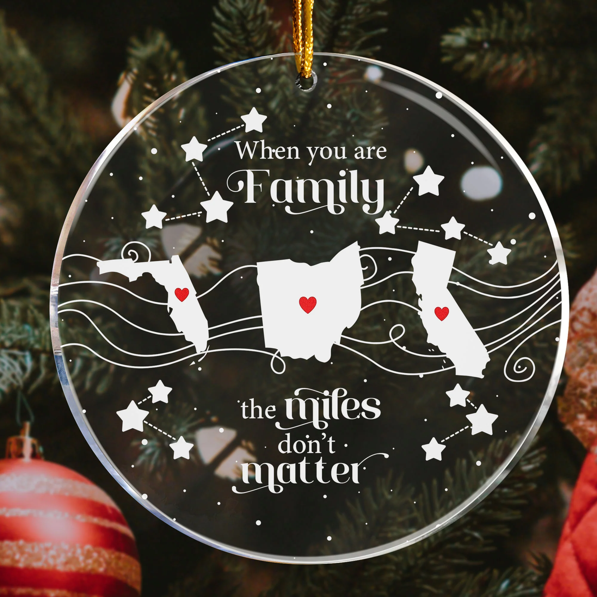 Long Distance Family Friends Siblings - Personalized Acrylic Ornament - Image 2