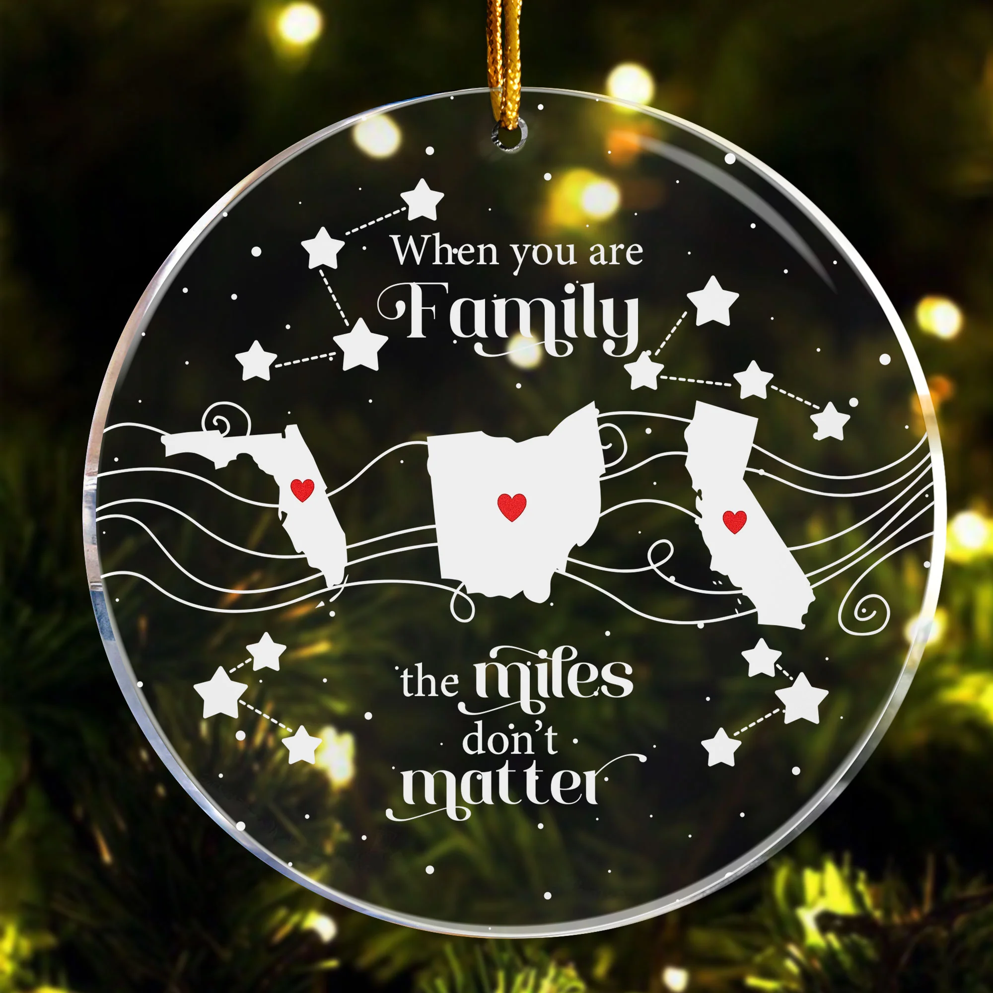 Long Distance Family Friends Siblings - Personalized Acrylic Ornament - Image 4