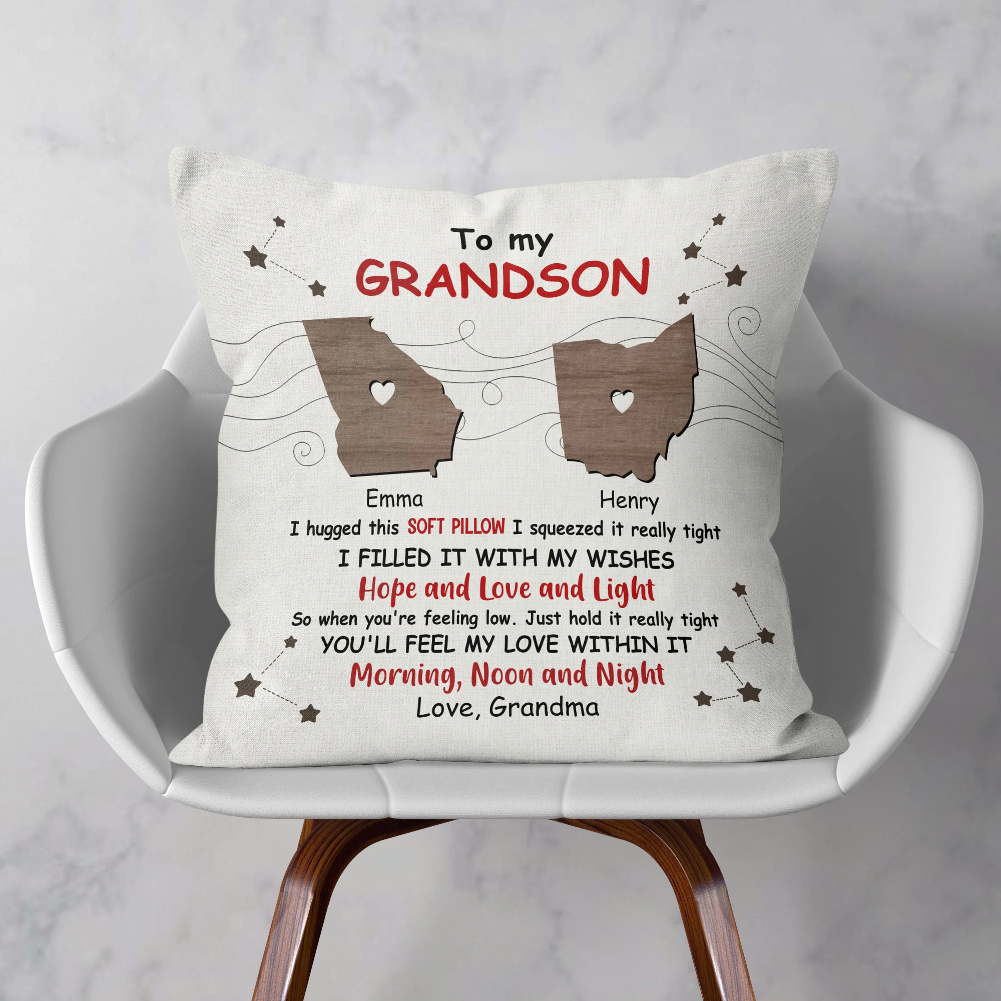 Long Distance Grandparent & Grandkids - Personalized Pillow (Insert Included) - Image 6