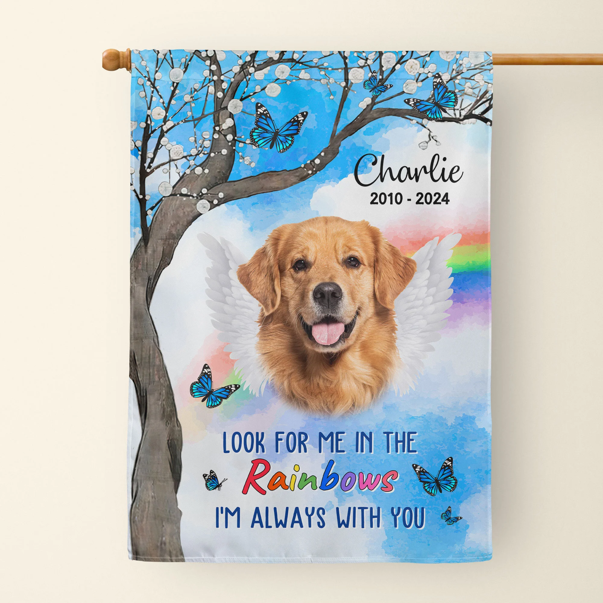 Look For Me In The Rainbows - Personalized Photo Flag - Image 2