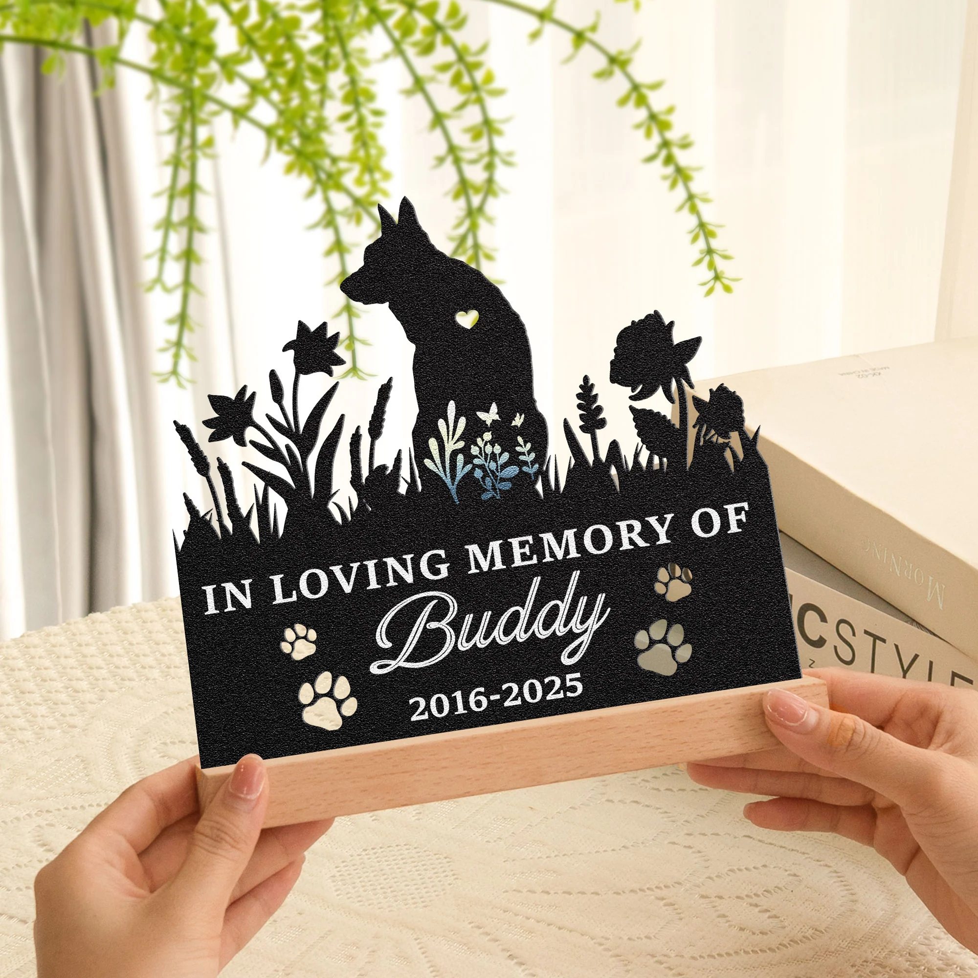 Loss Of Dog In Loving Memory - Personalized Metal Desk Silhouette Sculpture - Image 3