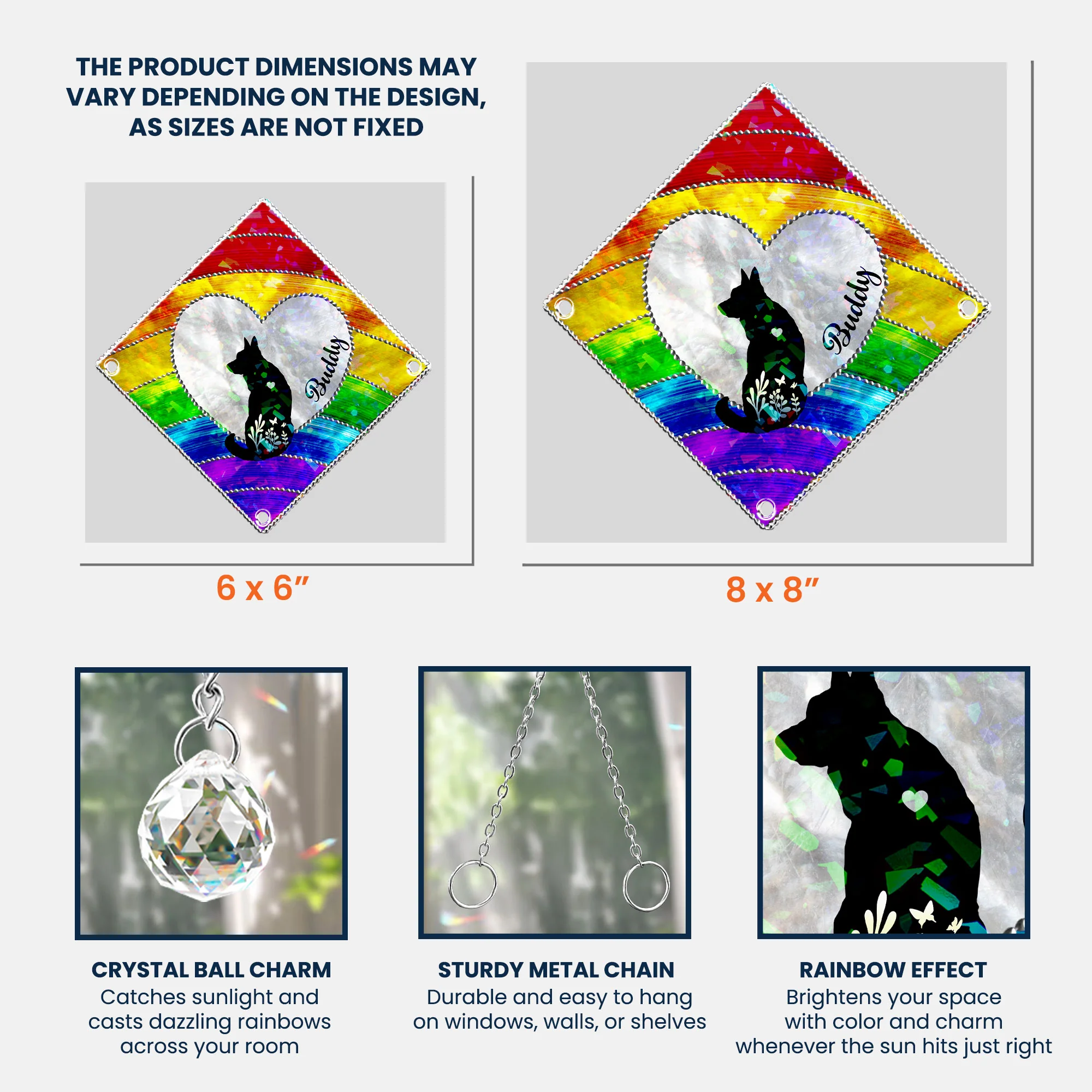 Loss Of Dog Silhouette - Personalized Acrylic Suncatcher With Crystal Ball Prism - Image 7