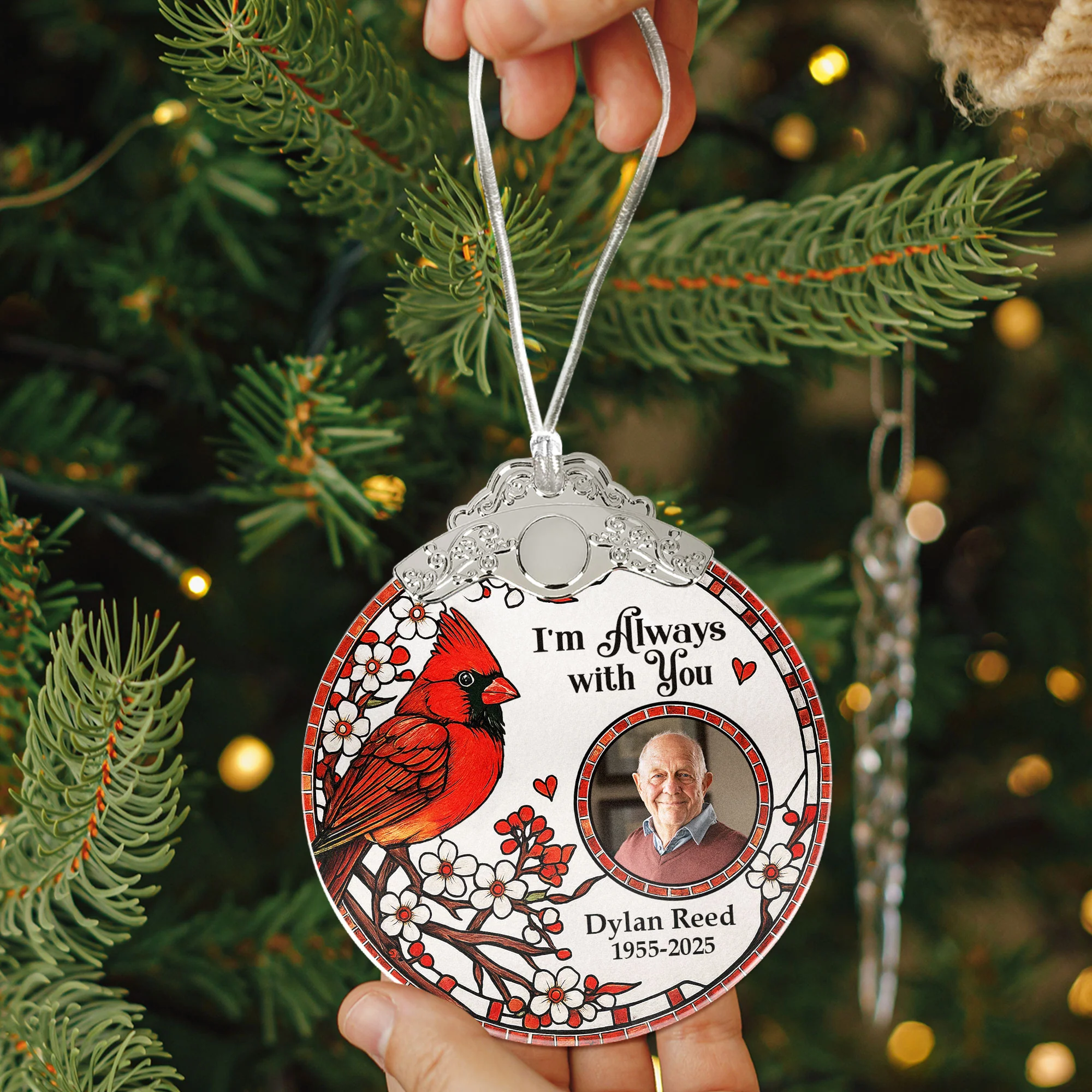 Loss Of Loved One I'm Always With You - Personalized Glass Photo Ornament With Silver Cap - Image 5