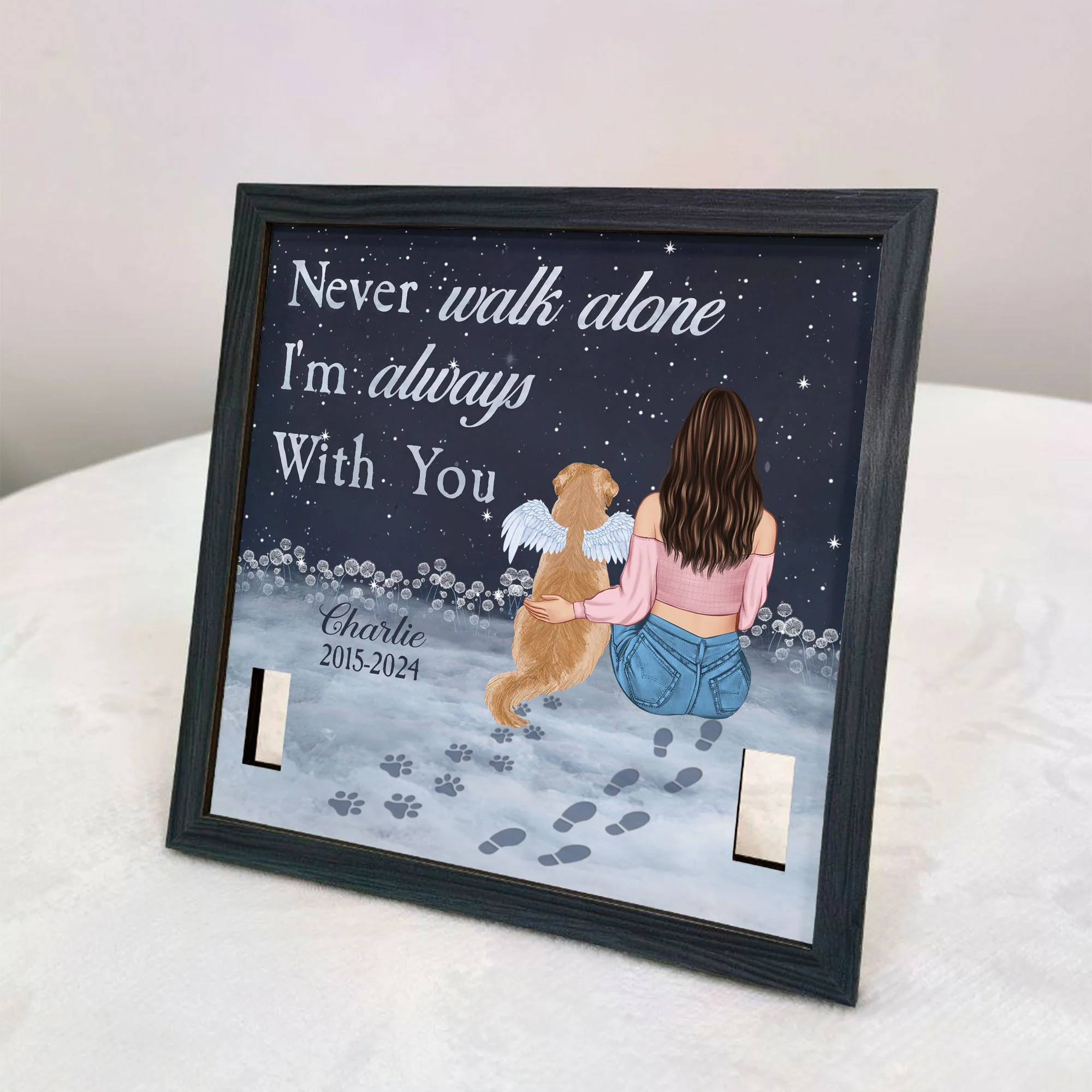 Loss Of Pet - Never Walk Alone - Personalized Pet Loss Frame - Image 3