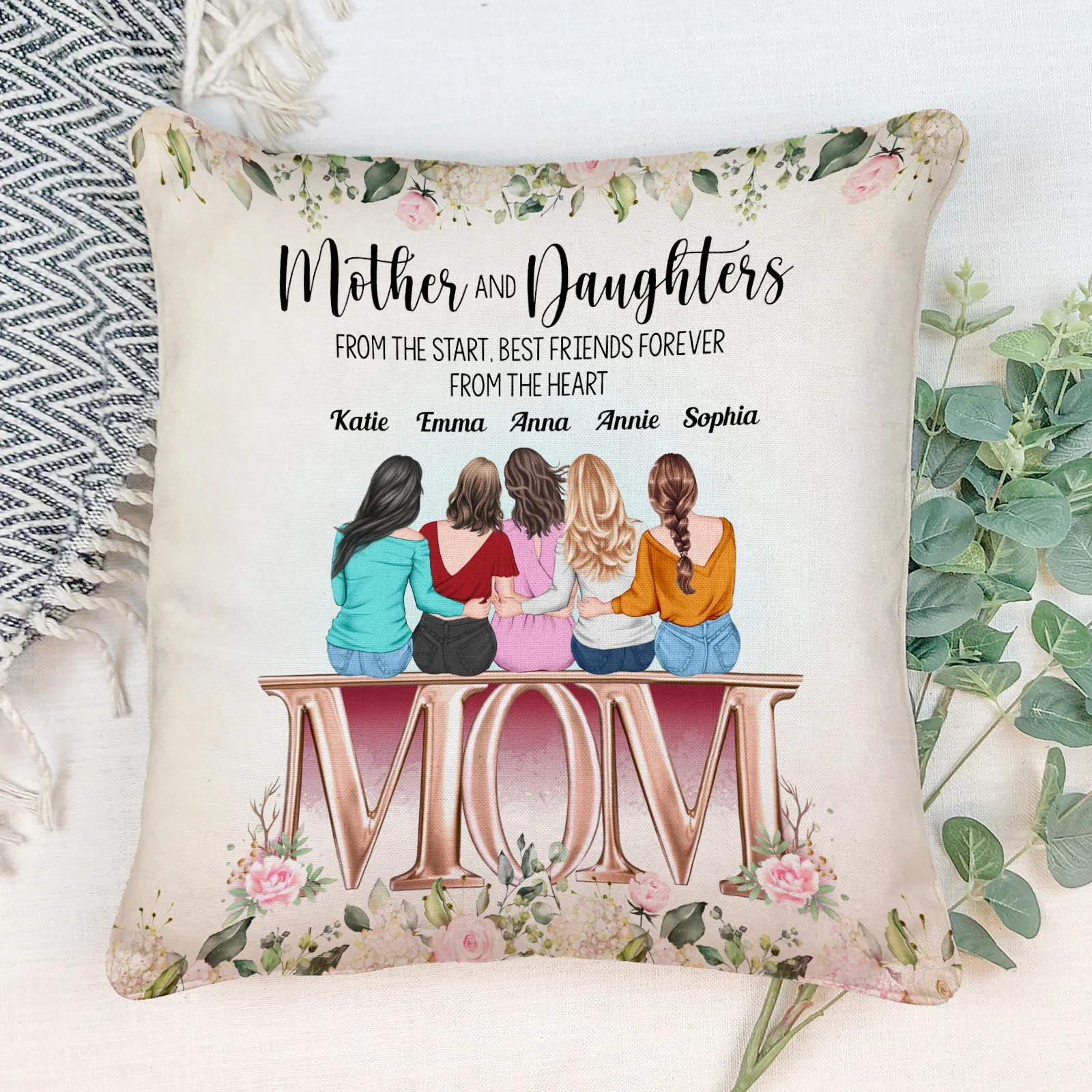 Love Between Mother And Daughters - Personalized Pillow (Insert Included) - Image 2