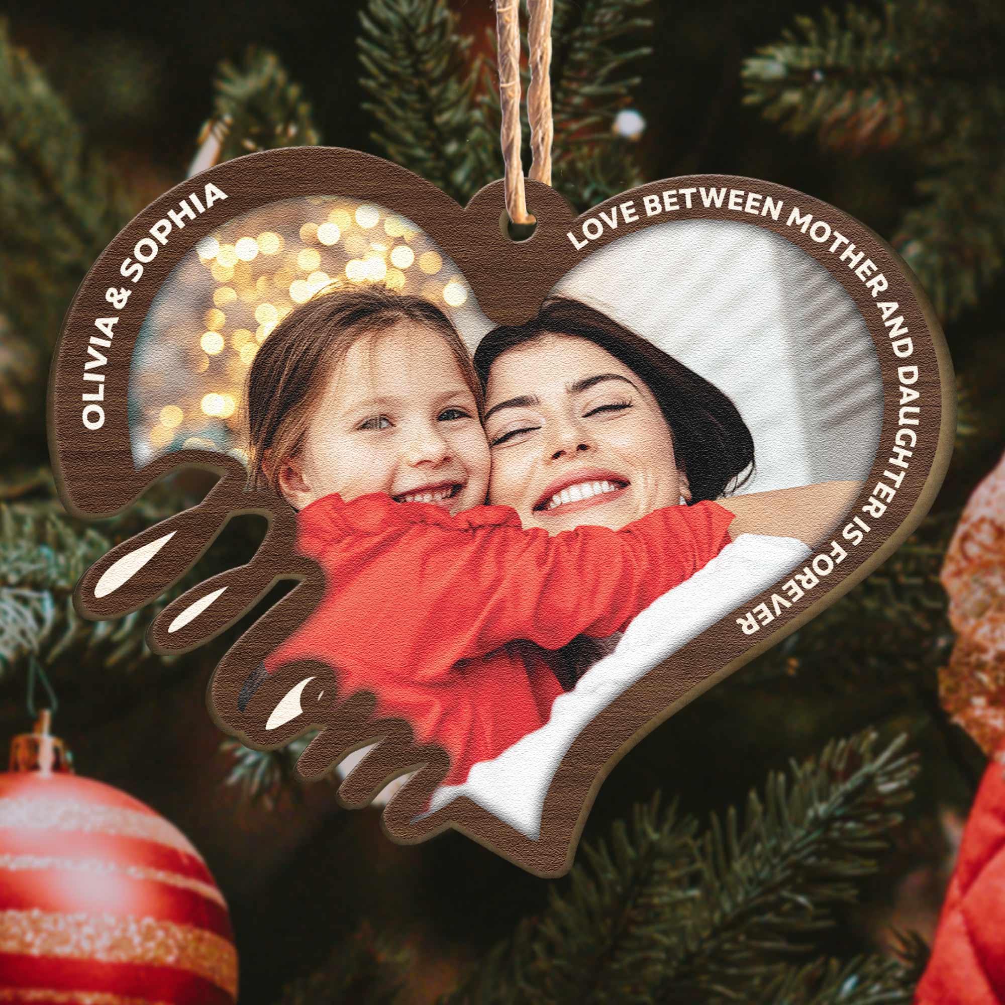 Love Between Us Is Forever - Personalized Wooden Photo Ornament - Image 3