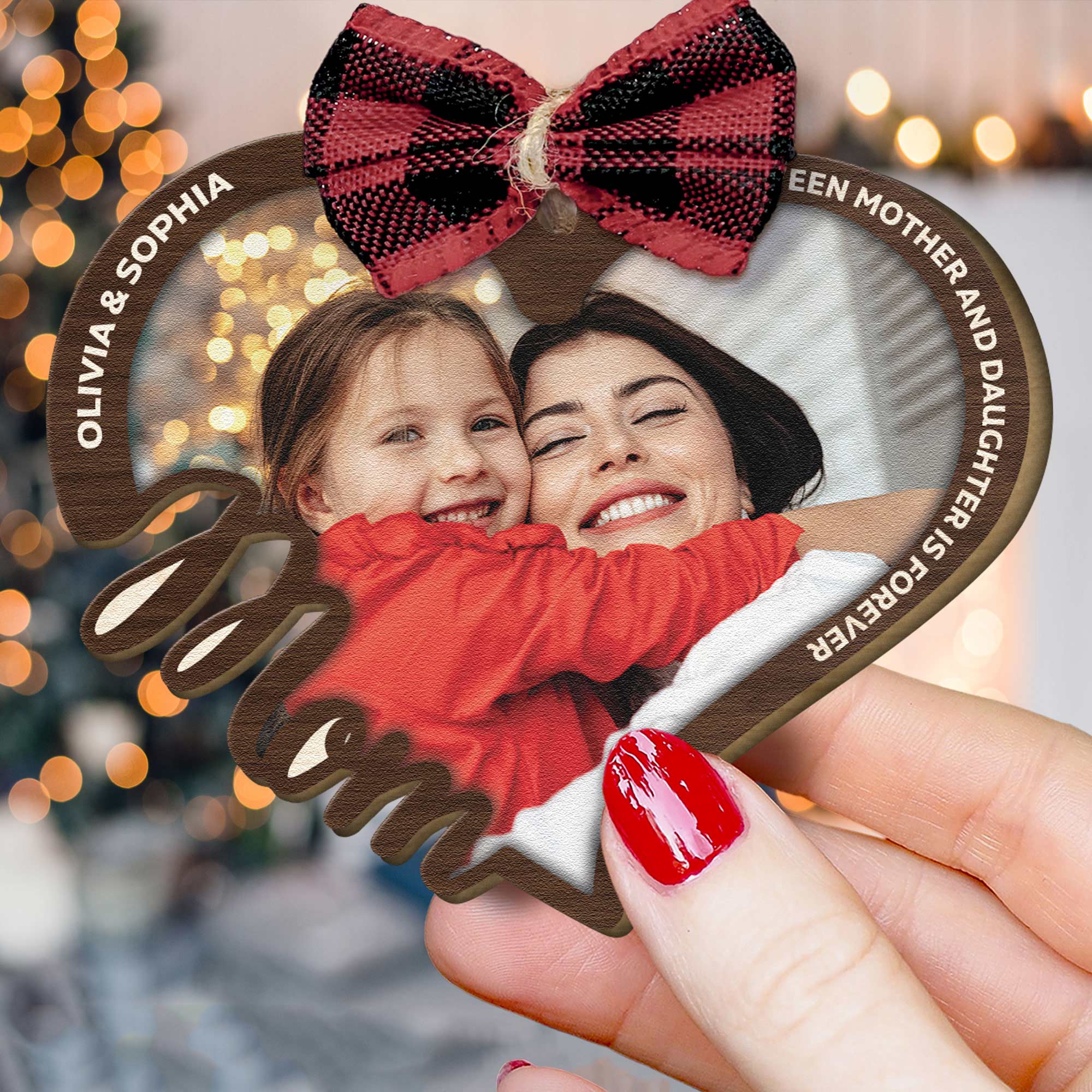 Love Between Us Is Forever - Personalized Wooden Photo Ornament - Image 6
