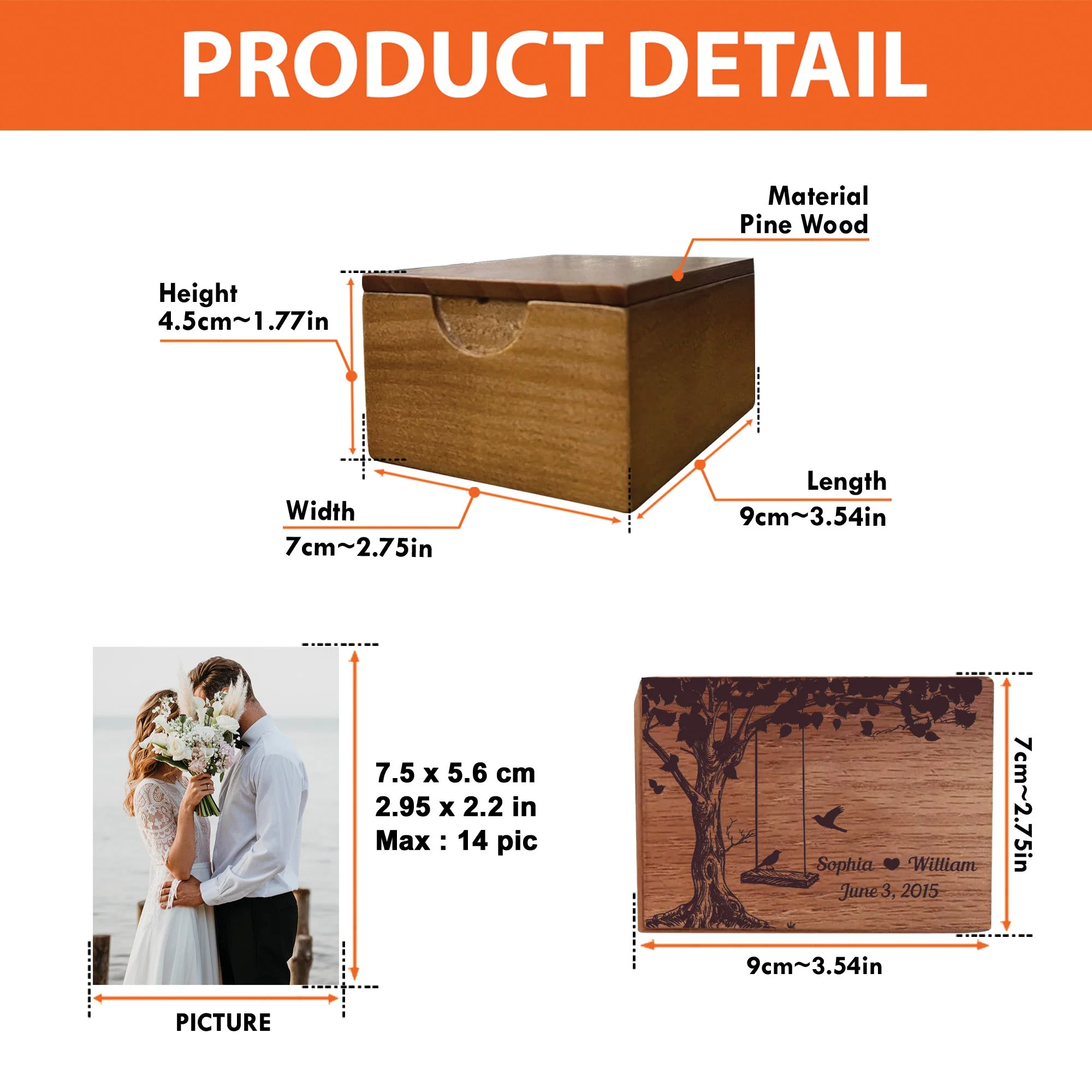 Love Birds - Personalized Wooden Photo Box - Image 7