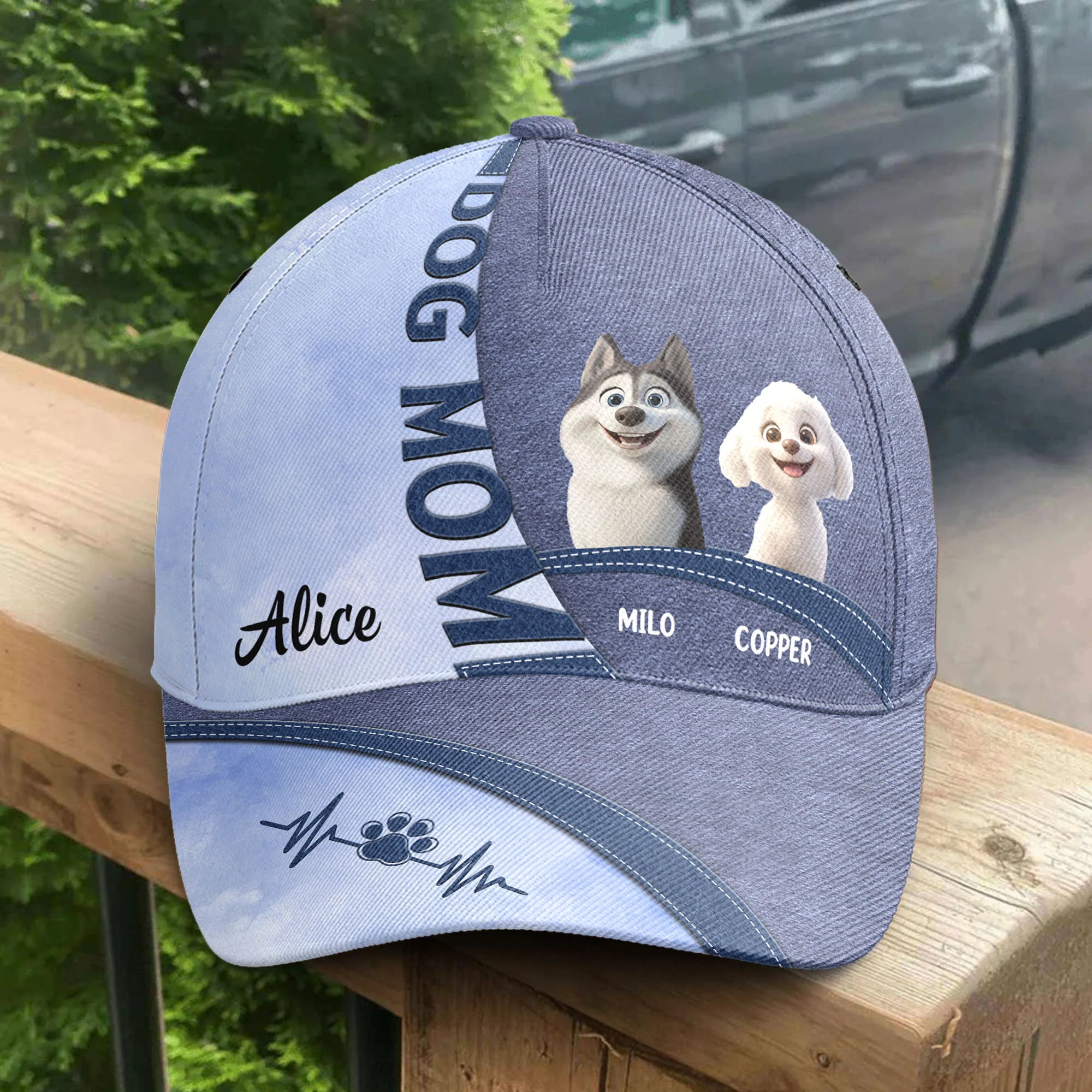 Love Dogs - Dog Mom - Personalized Classic Cap - Image 2