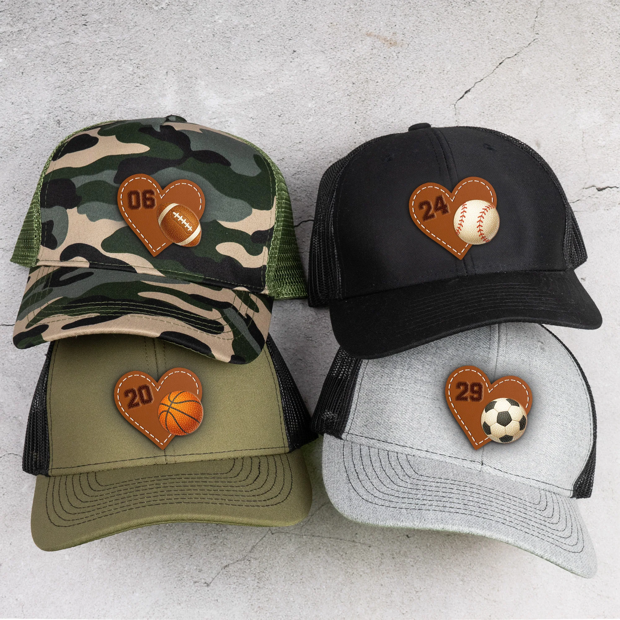 Love Football, Baseball, Softball, Sports - Personalized Leather Patch Hat - Image 2
