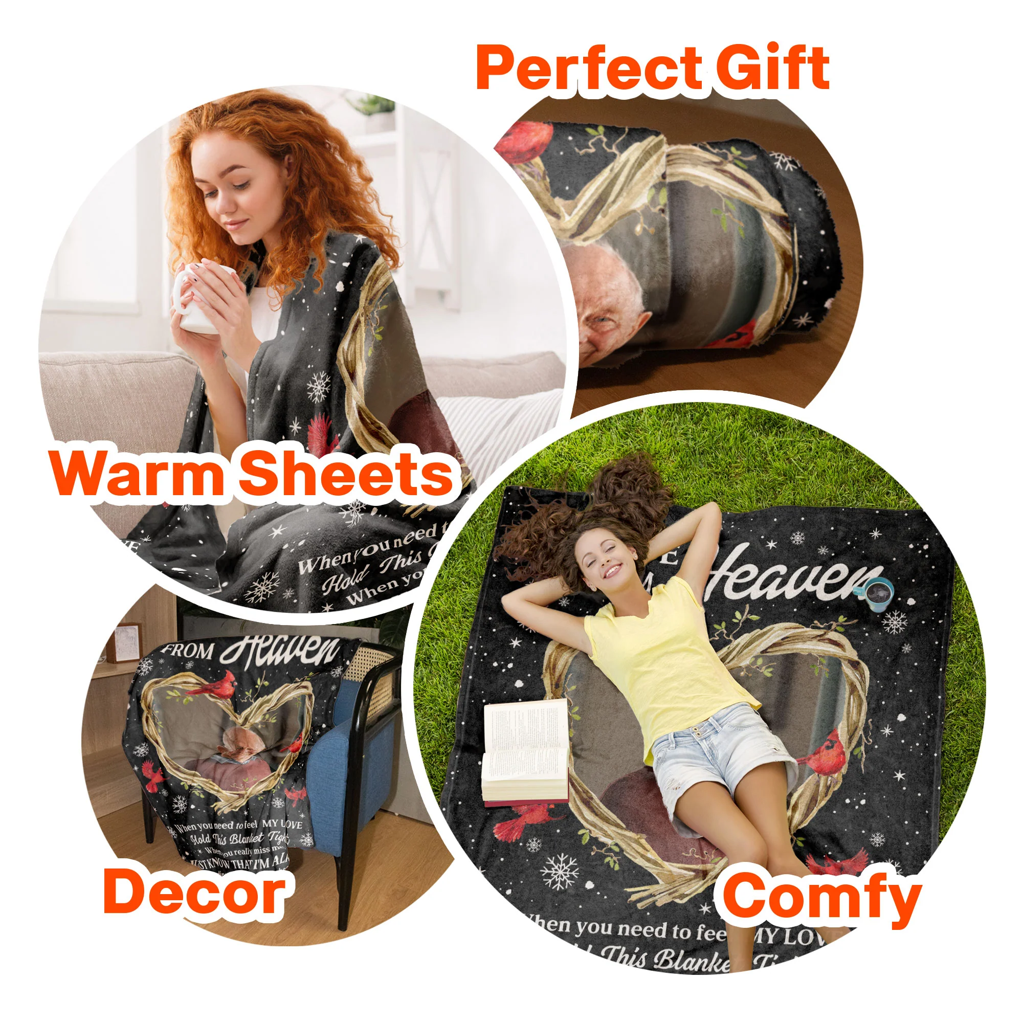 Love From Heaven - Personalized Photo Memorial Blanket - Image 9