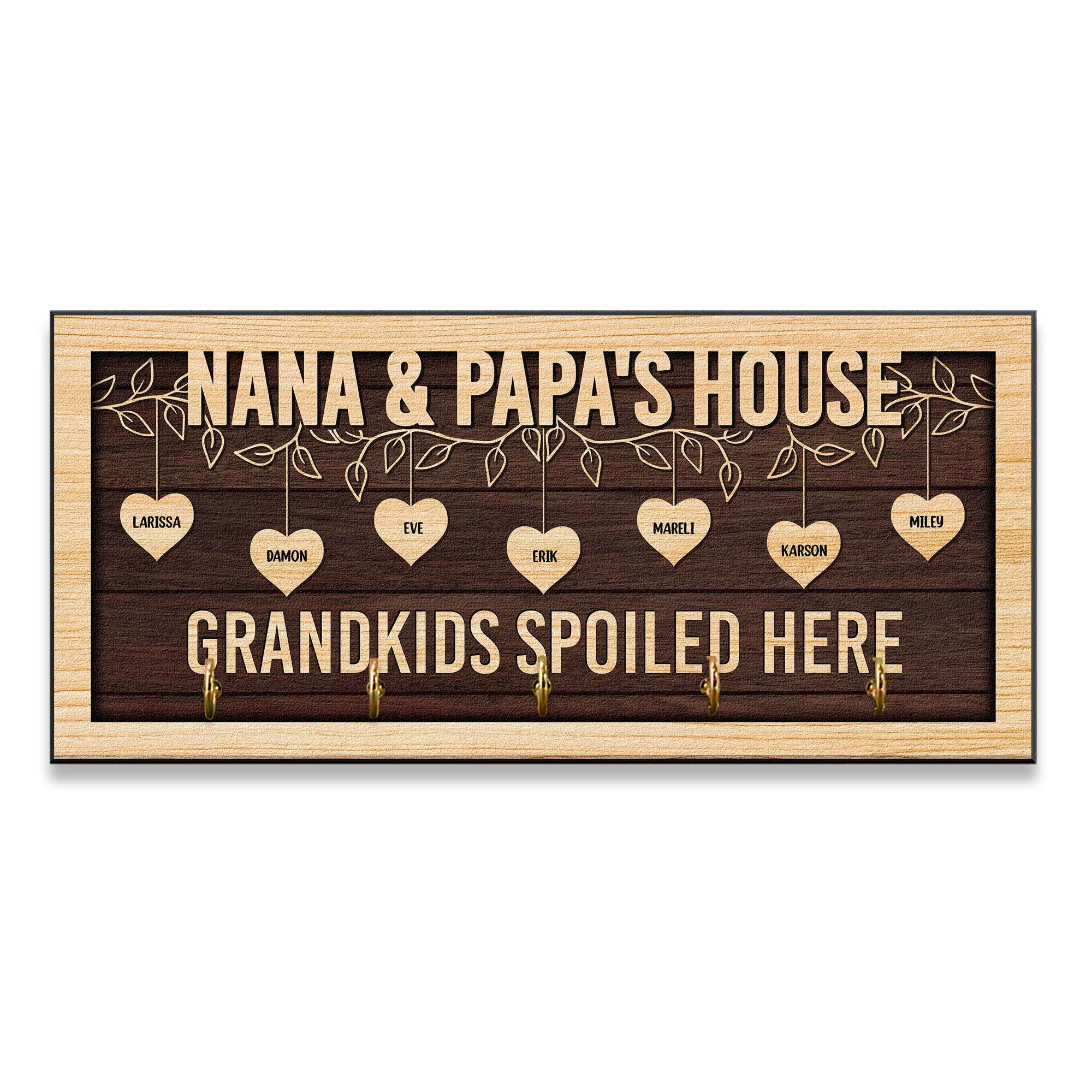 Love Grows Here - Personalized Key Hanger - Home Decor, Birthday, Loving Gift For Grandparents, Parents, Grandma & Grandpa