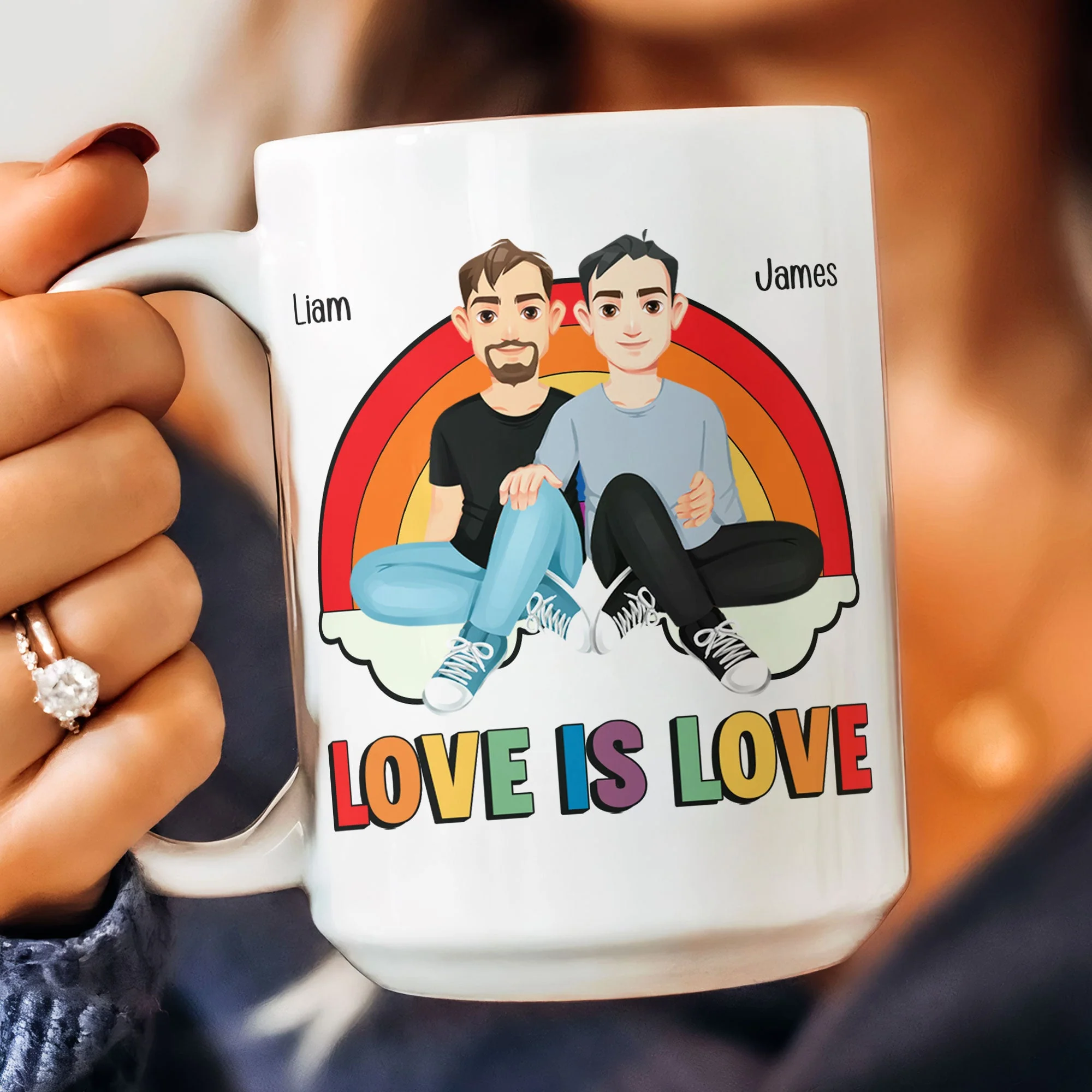 Love Is Love Rainbow Pride Month - Personalized Mug - Image 6