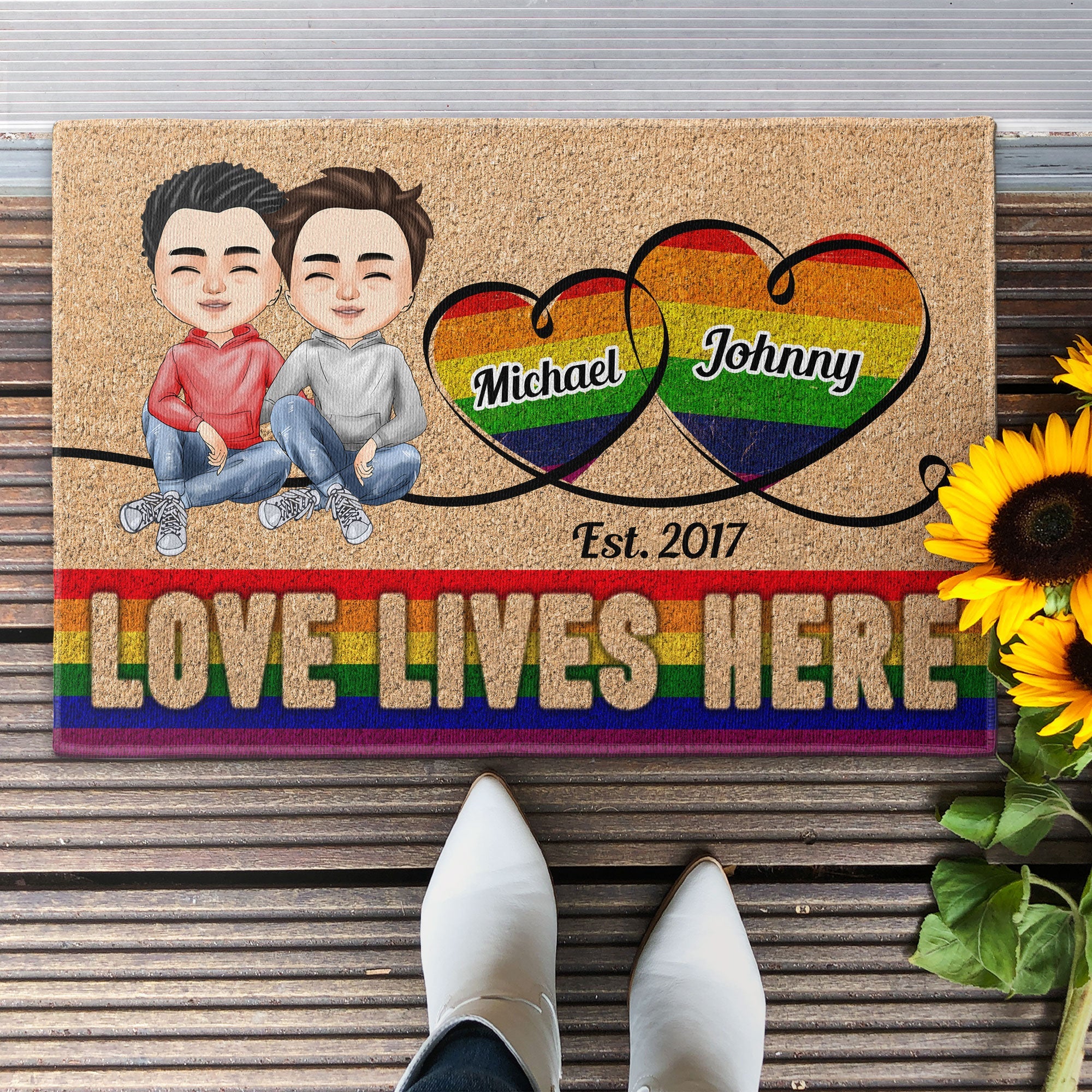 Love Lives Here - Personalized Doormat - Birthday, Anniversary Gift For Lovers, Lgbt - Image 2
